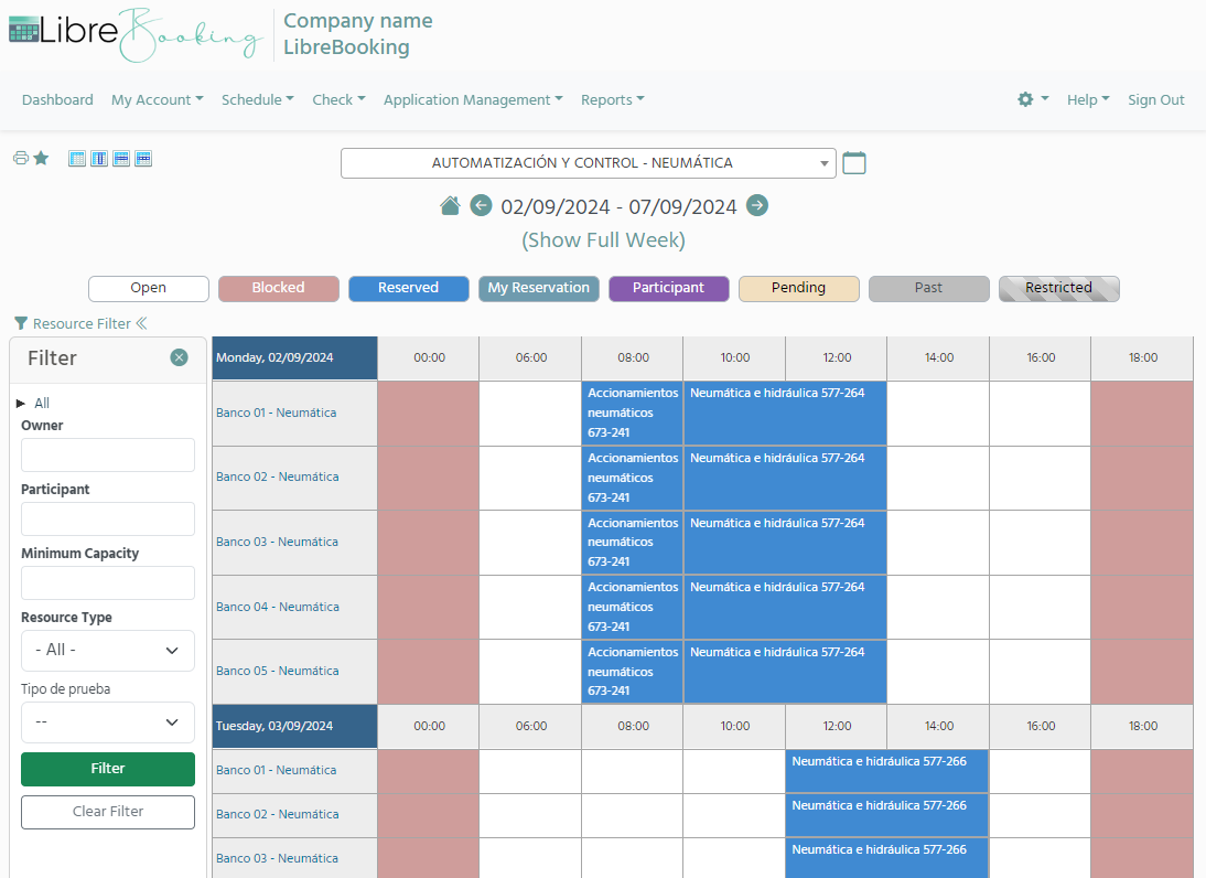 librebooking screenshot 2