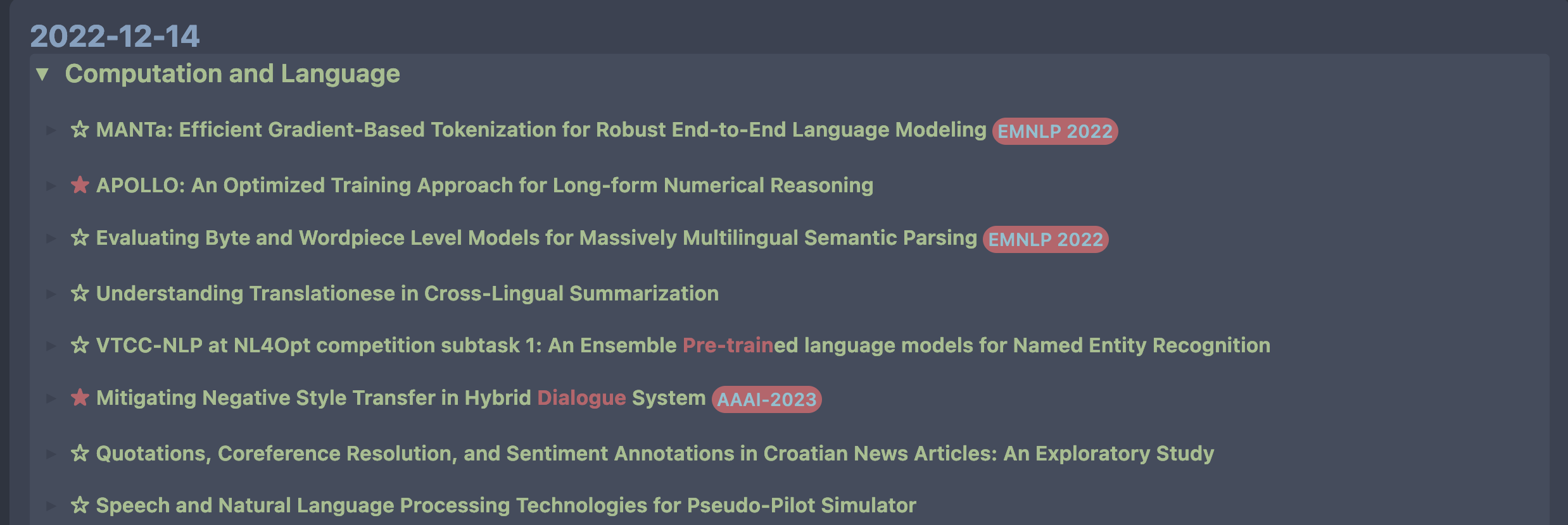 MyArxiv screenshot 2