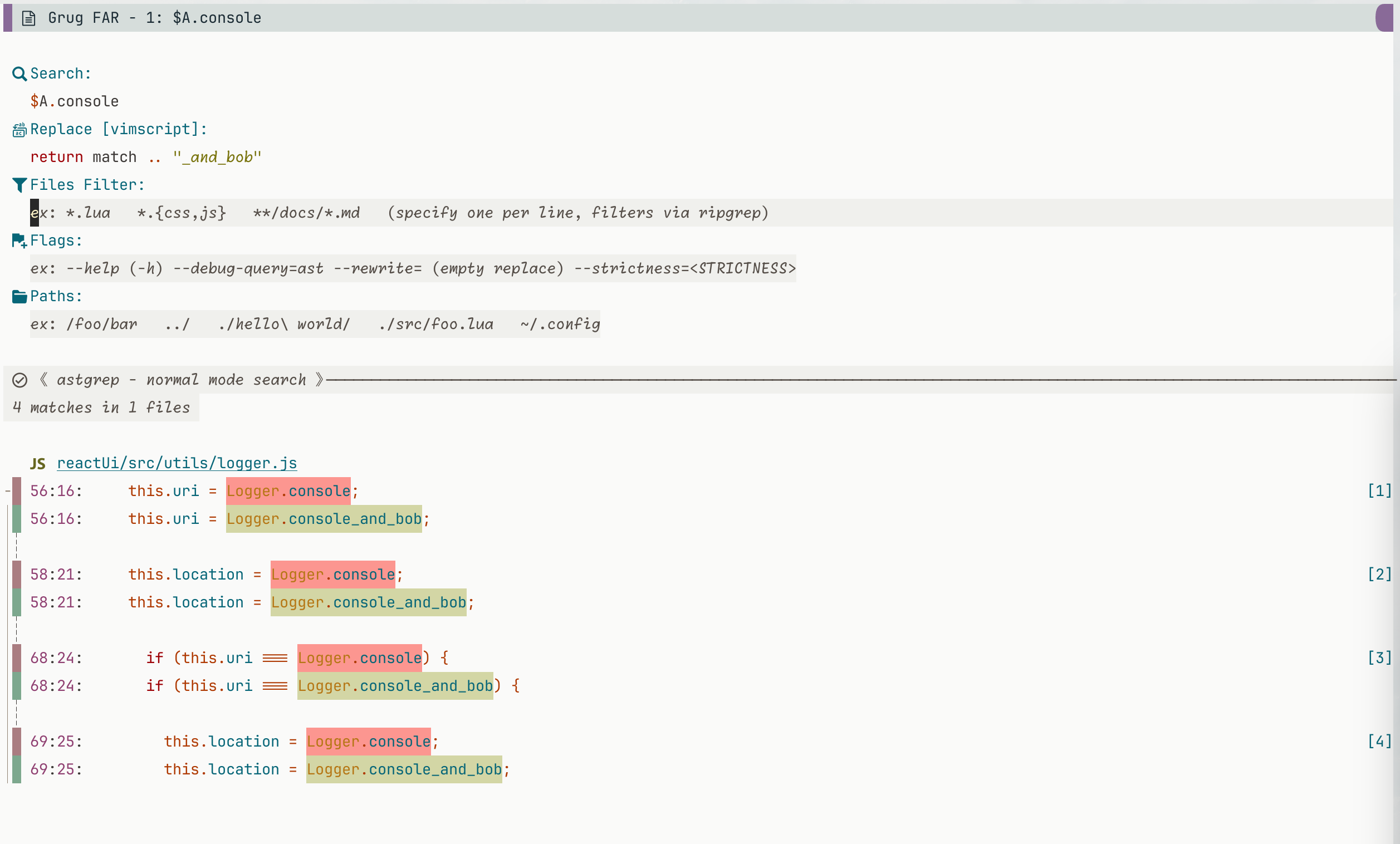 grug-far.nvim screenshot 11