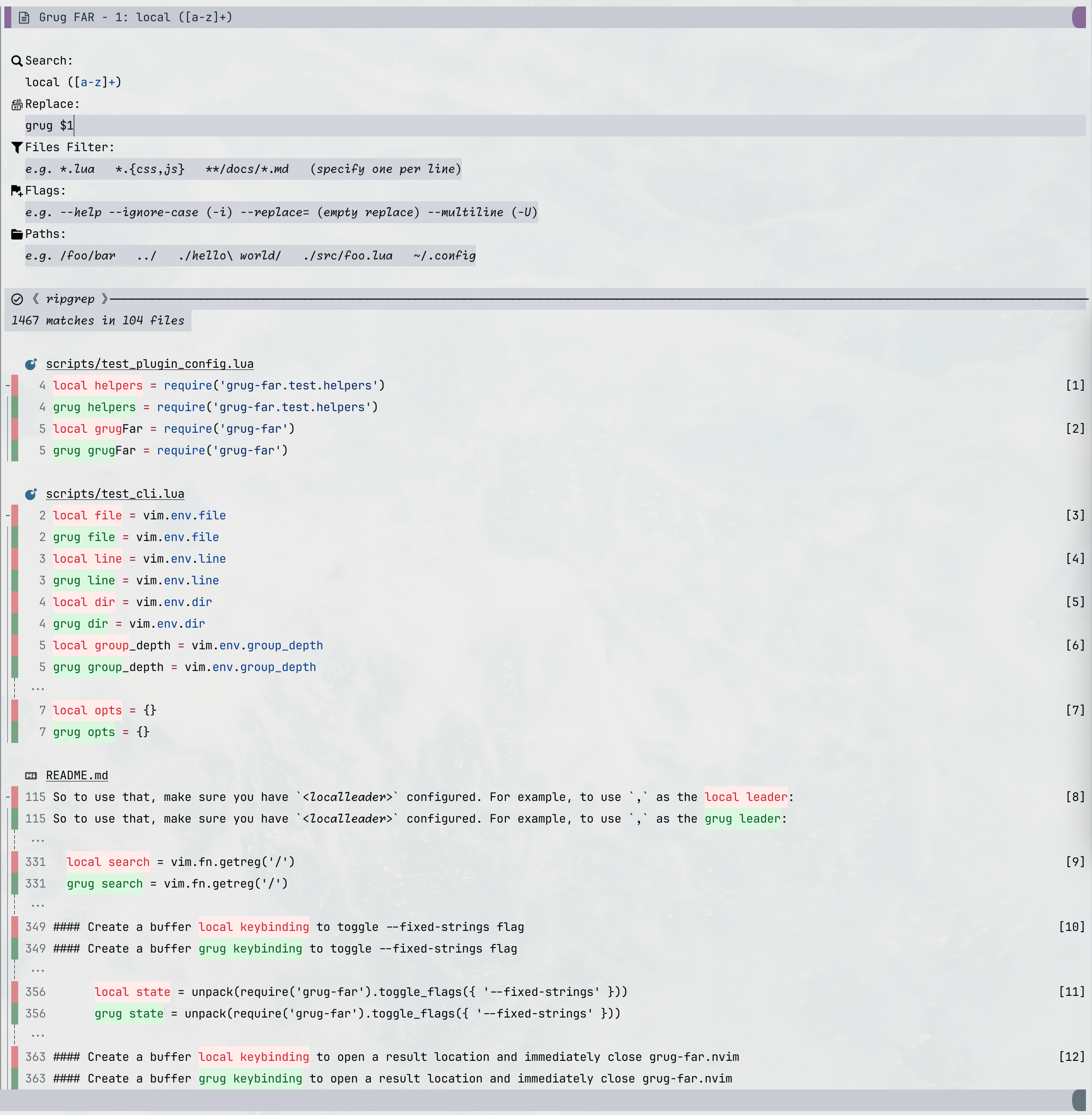 grug-far.nvim screenshot 3