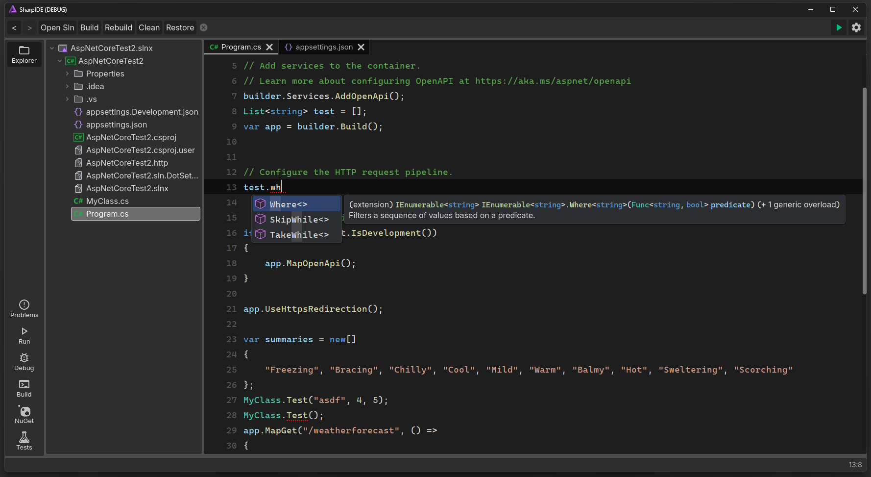 SharpIDE screenshot 2
