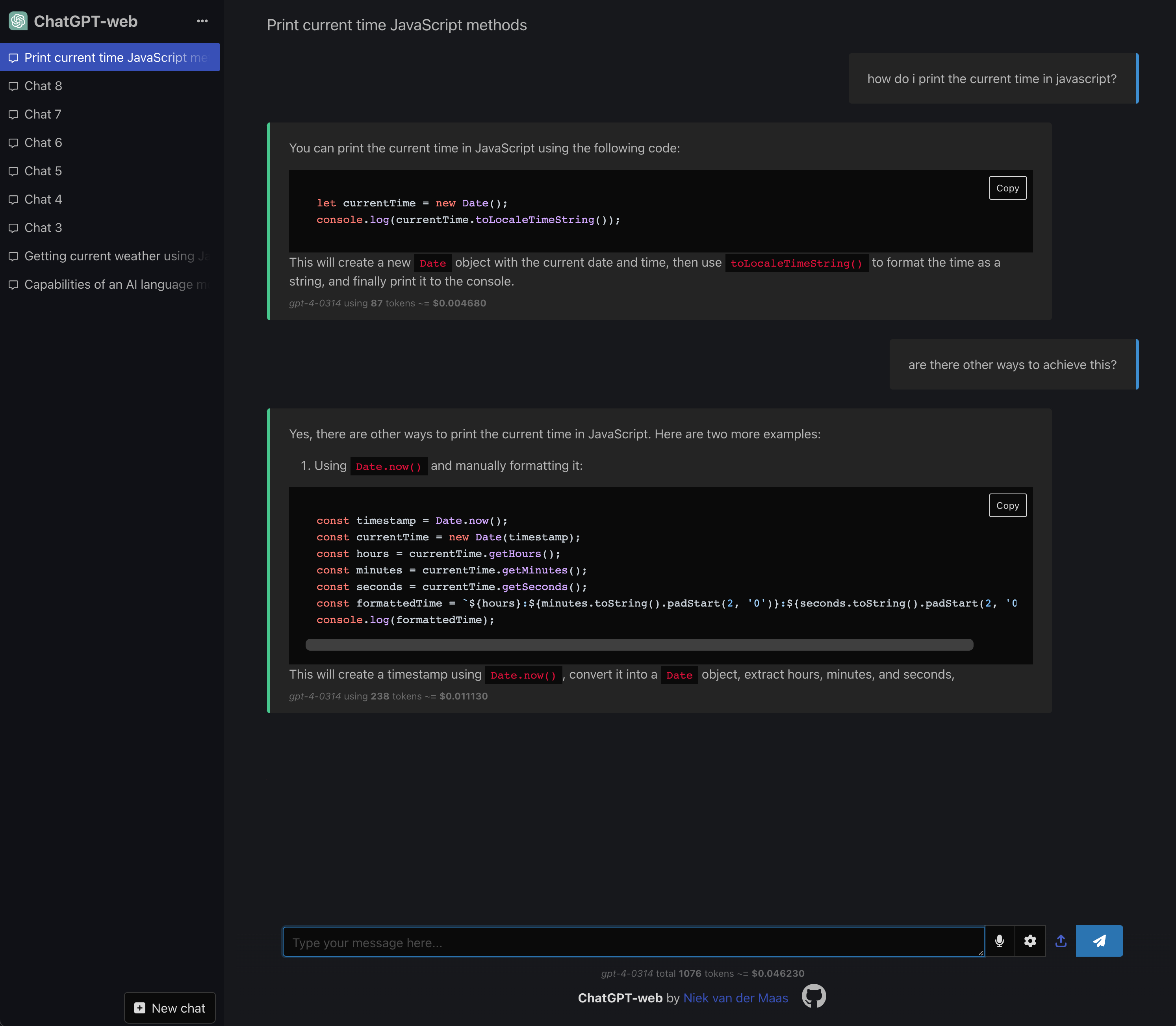 chatgpt-web screenshot 1