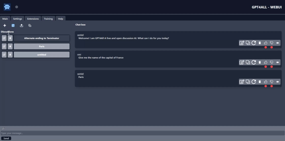 Gpt4All-webui screenshot 1