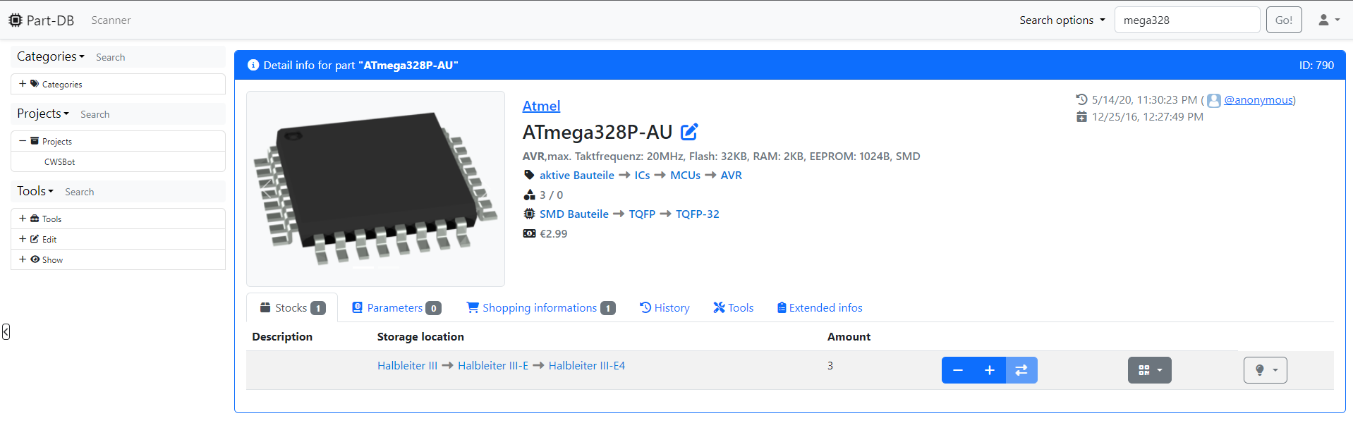 Part-DB-server screenshot 1
