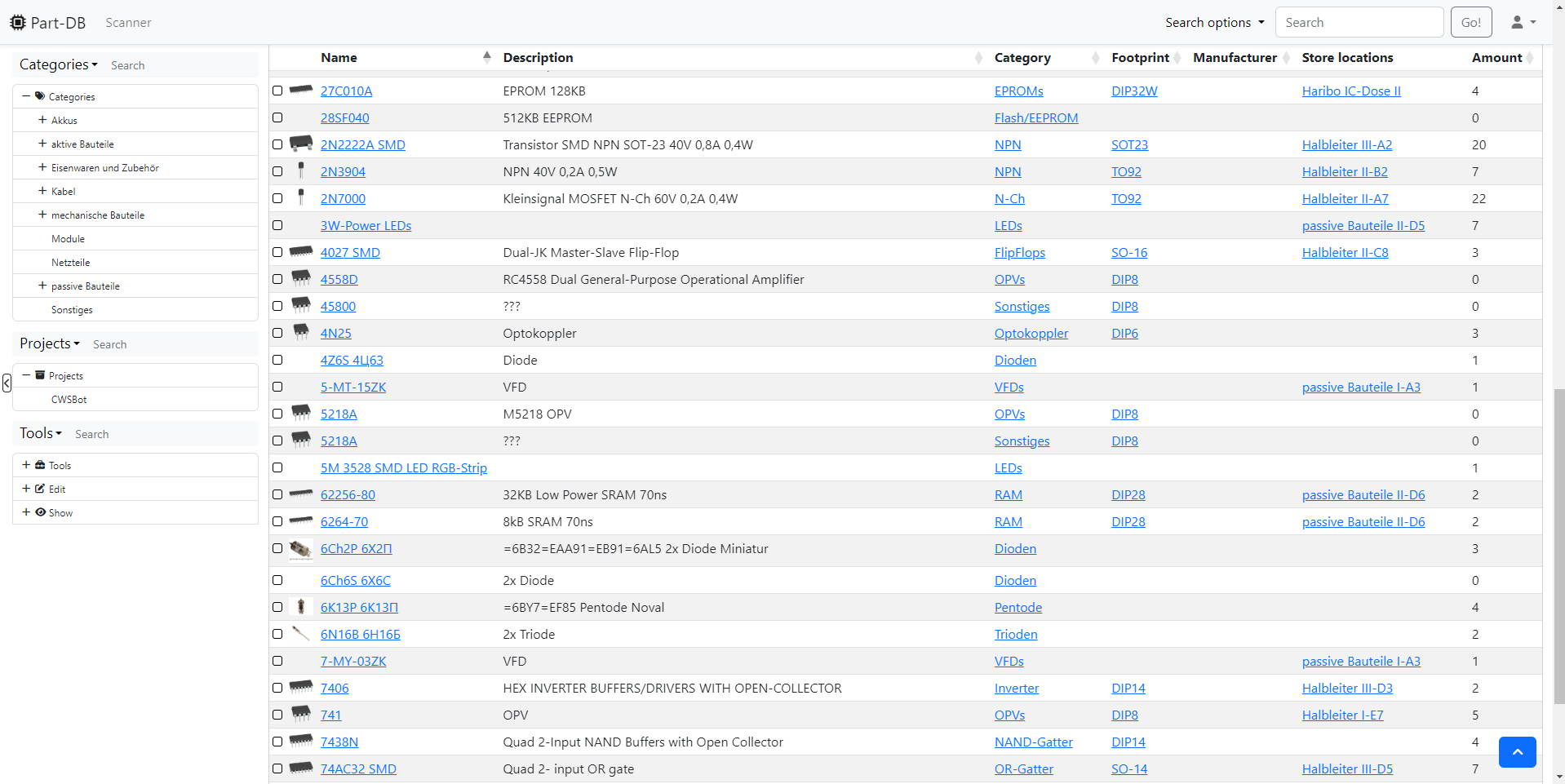 Part-DB-server screenshot 2