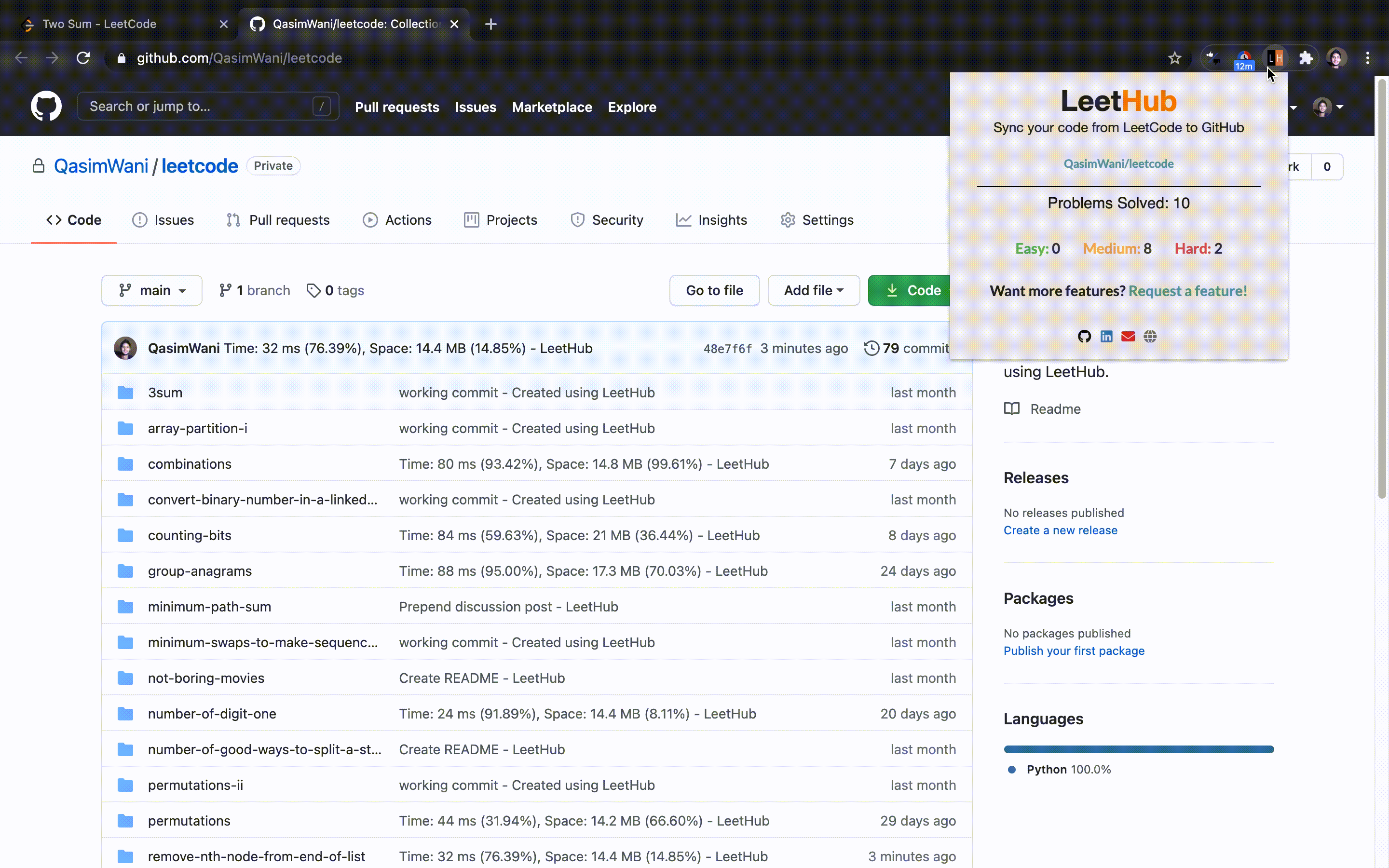 LeetHub screenshot 5
