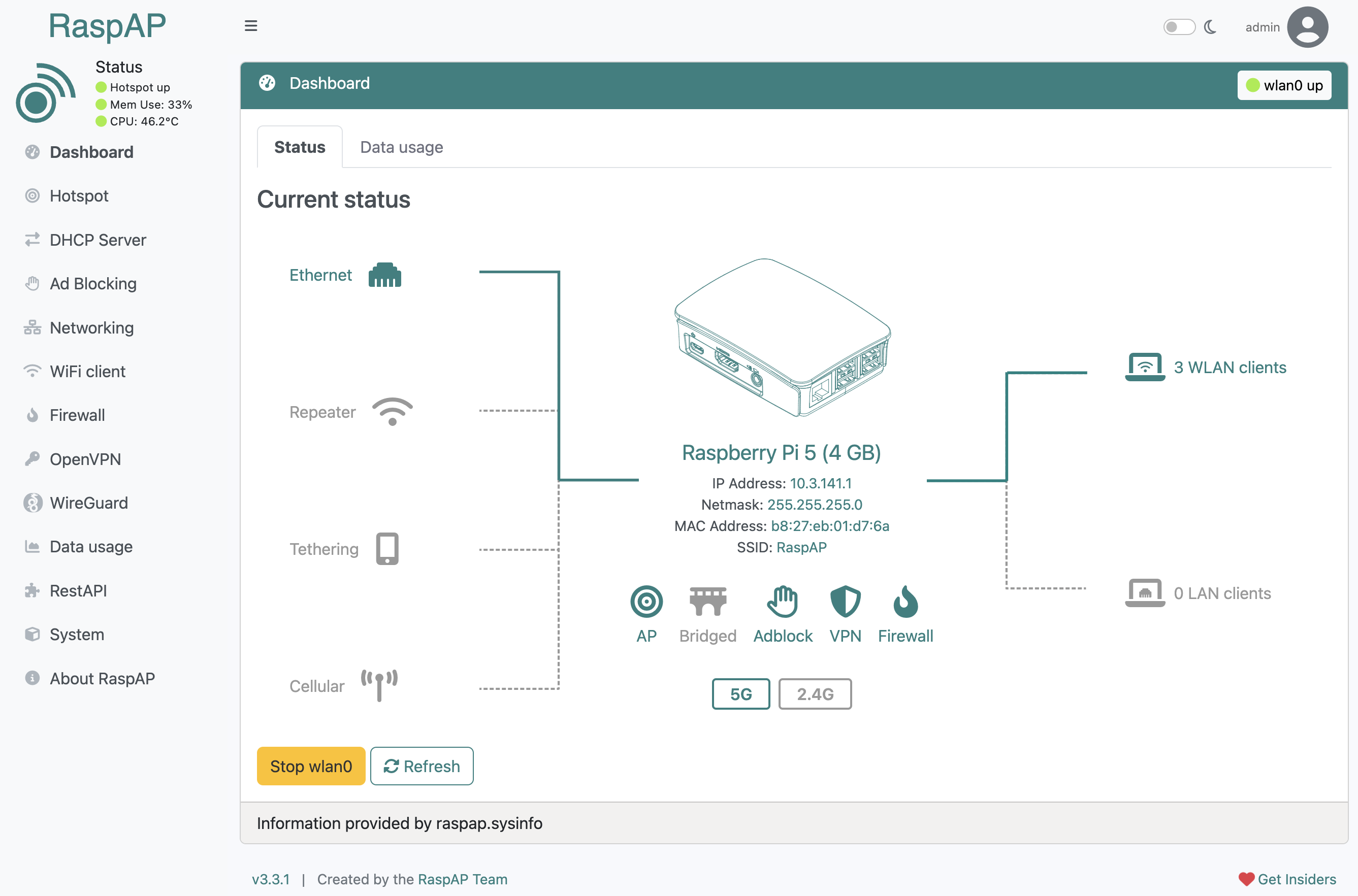 raspap-webgui screenshot 2