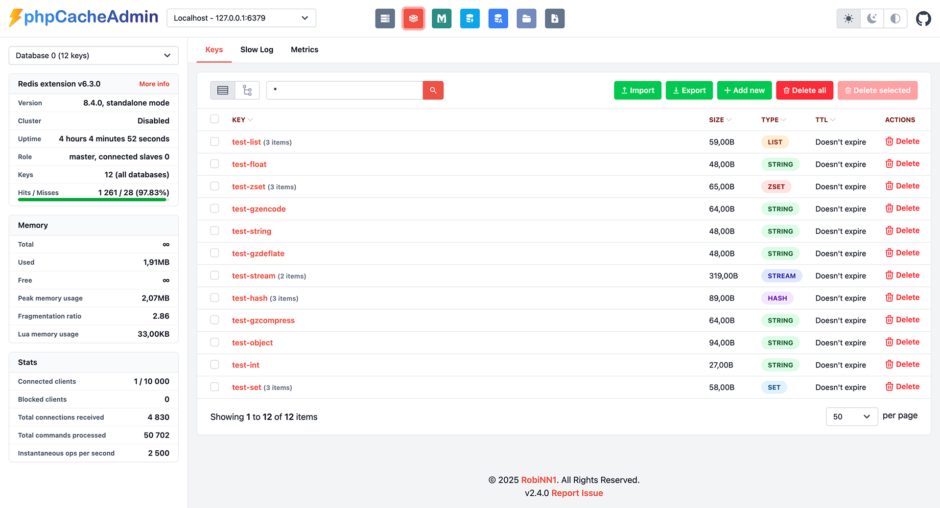 phpCacheAdmin screenshot 1
