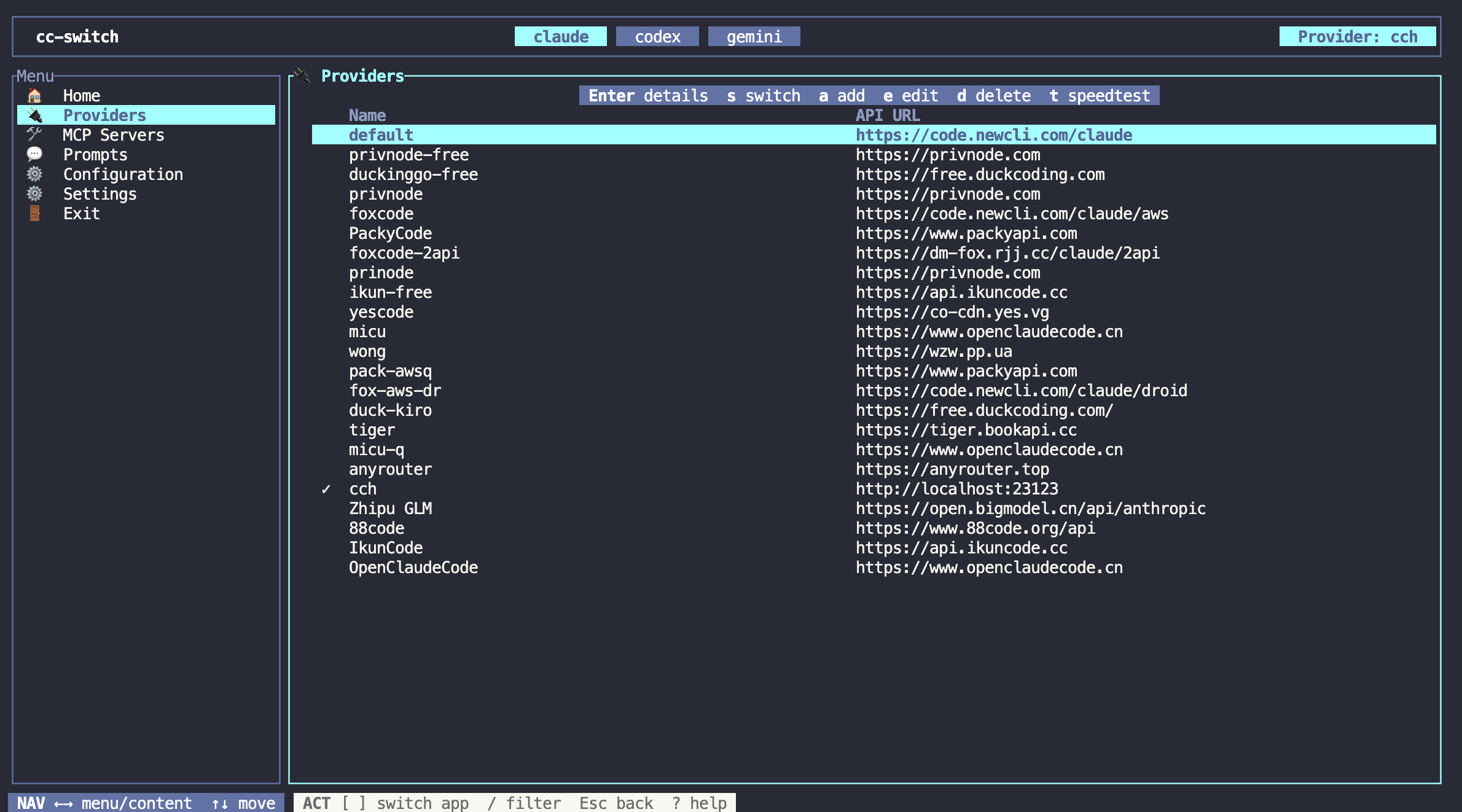 cc-switch-cli screenshot 2