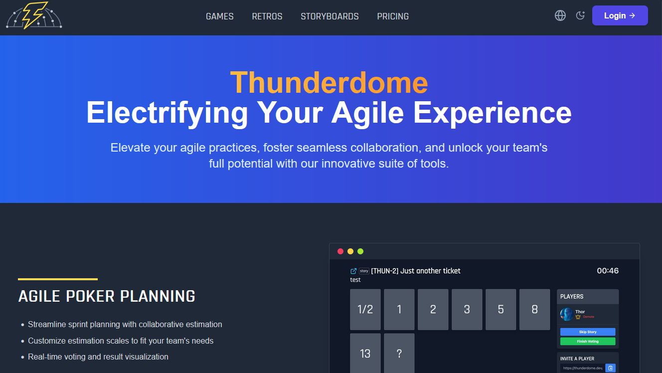 thunderdome-planning-poker screenshot 1