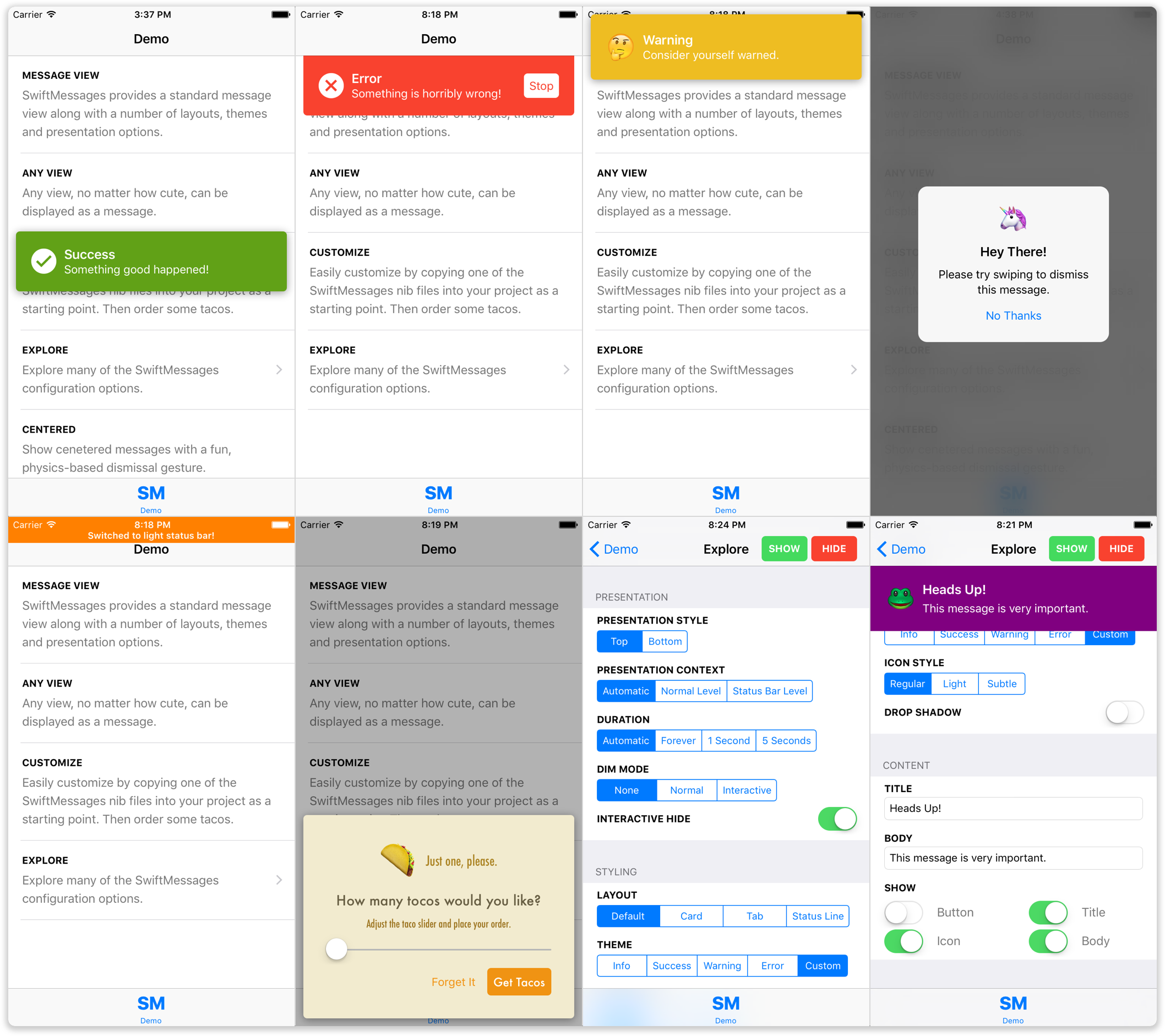 SwiftMessages screenshot 2