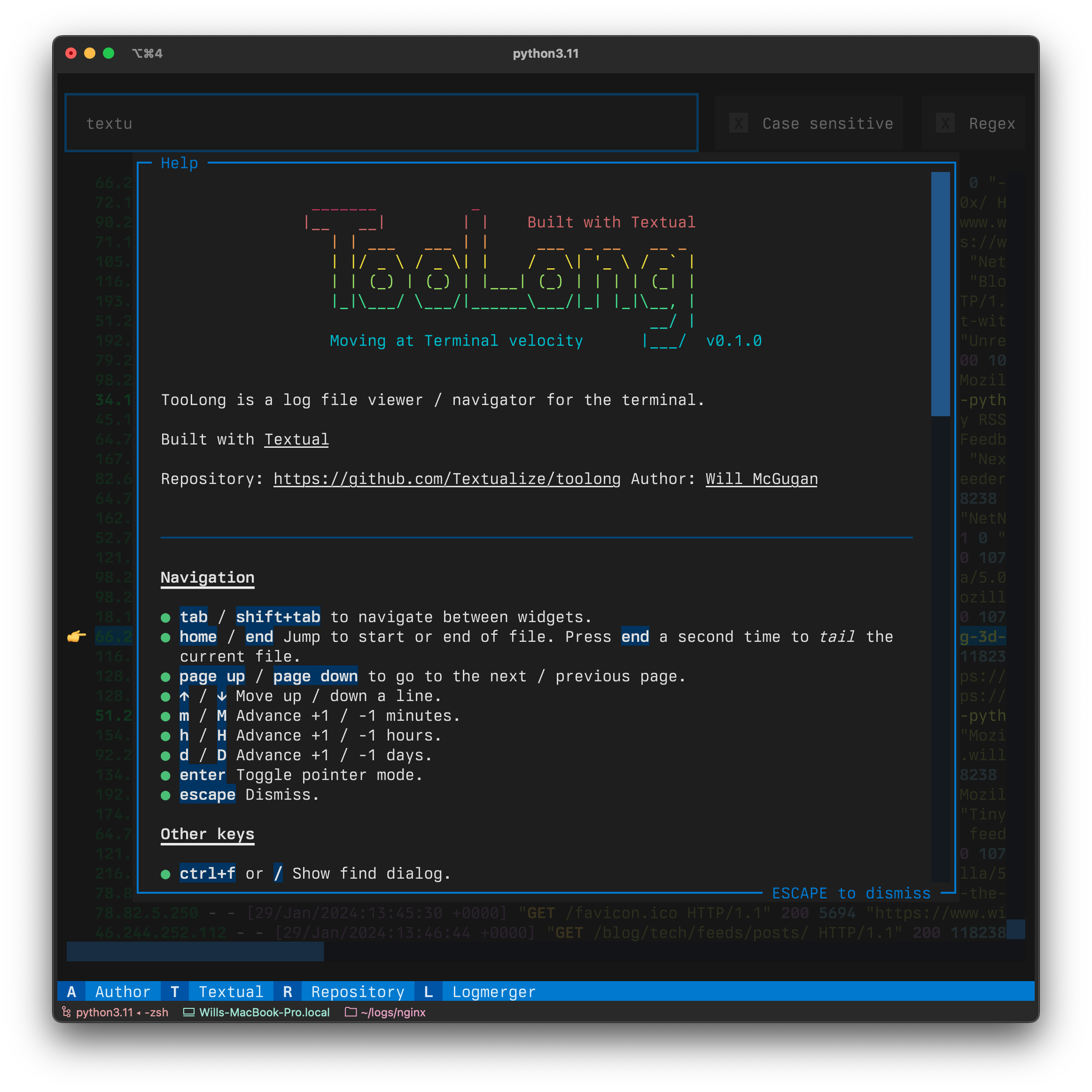 toolong screenshot 4