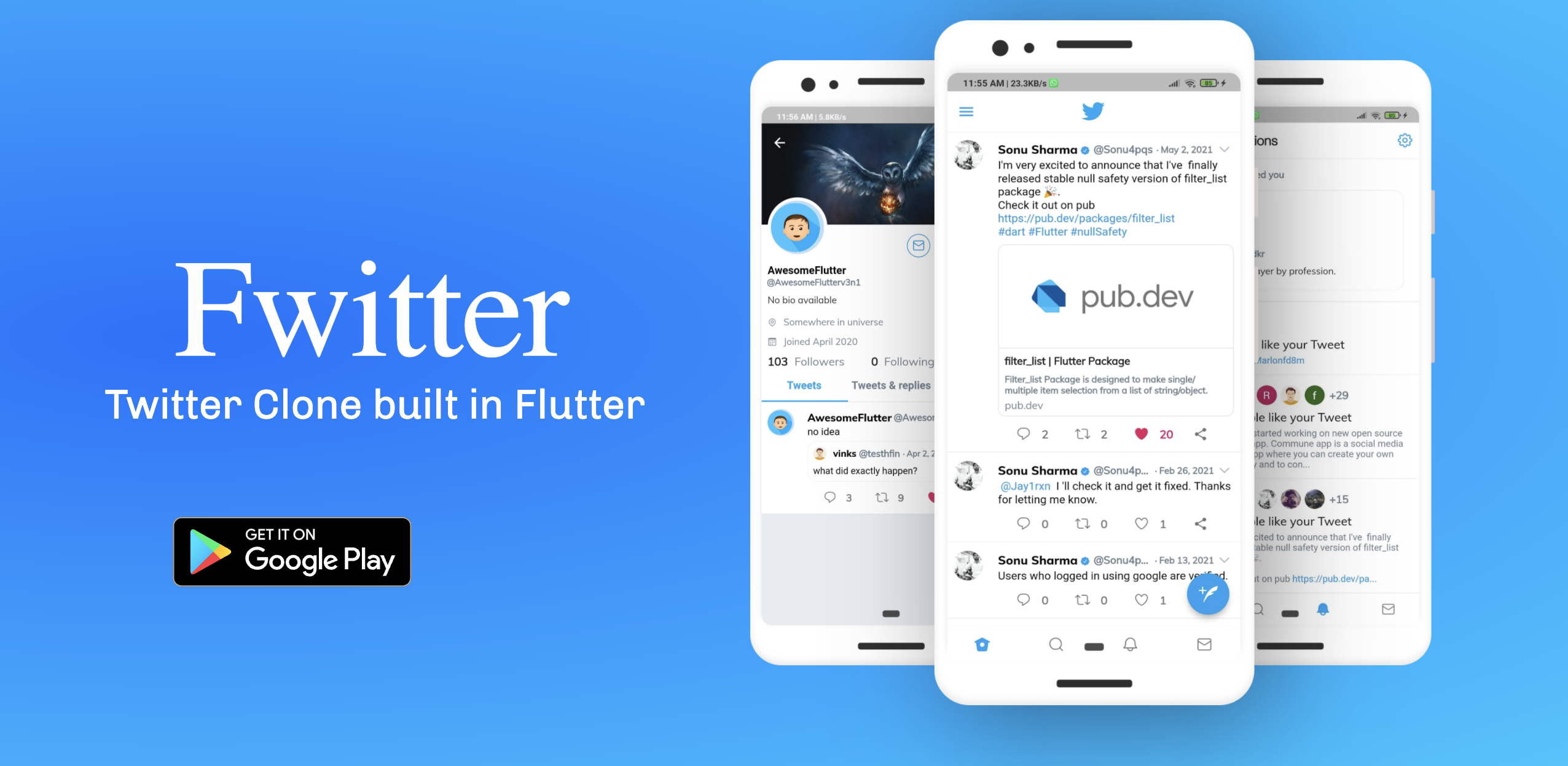 flutter_twitter_clone screenshot 1