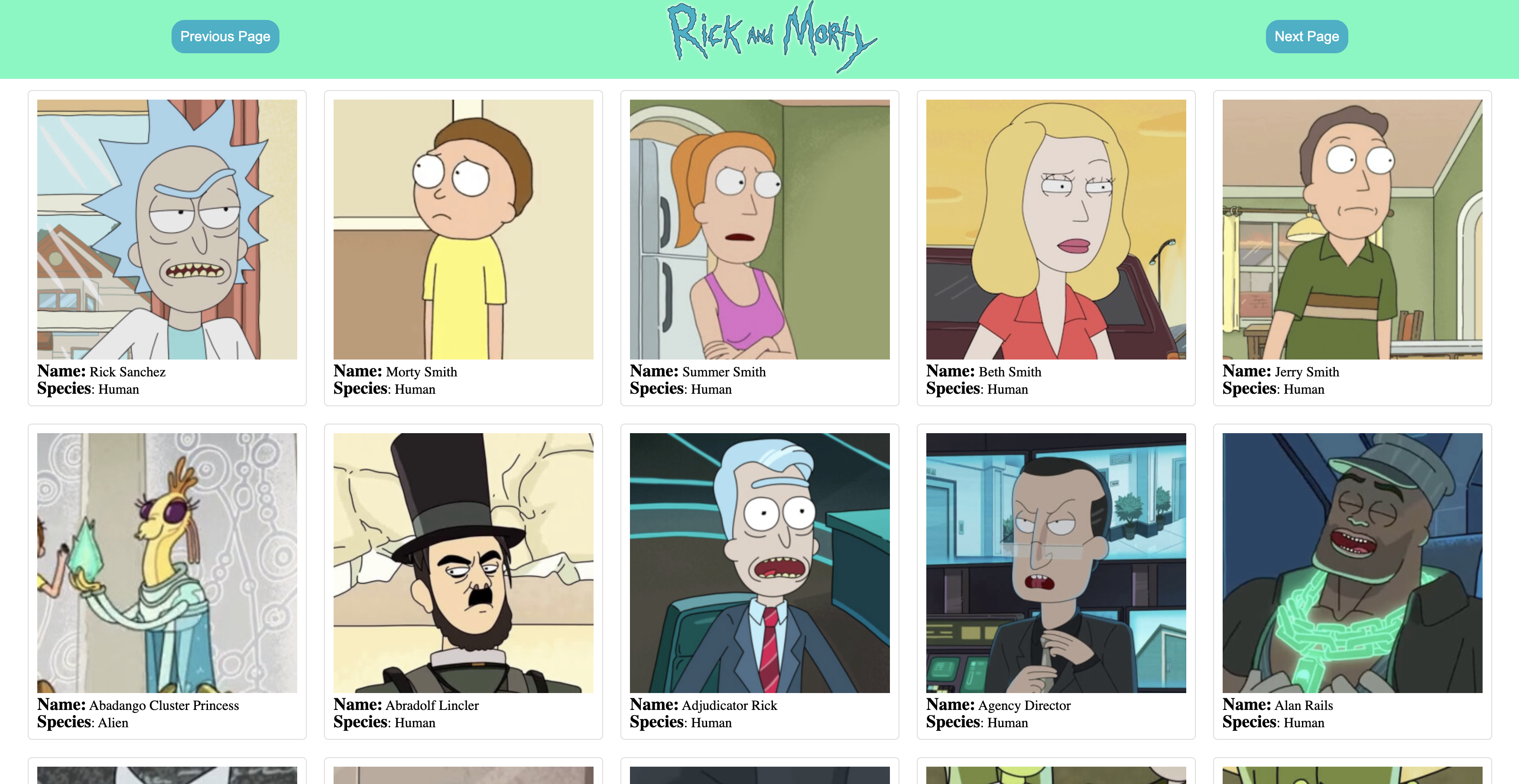 rick-and-morty-characters screenshot 1