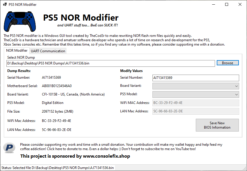 PS5NorModifier screenshot 2