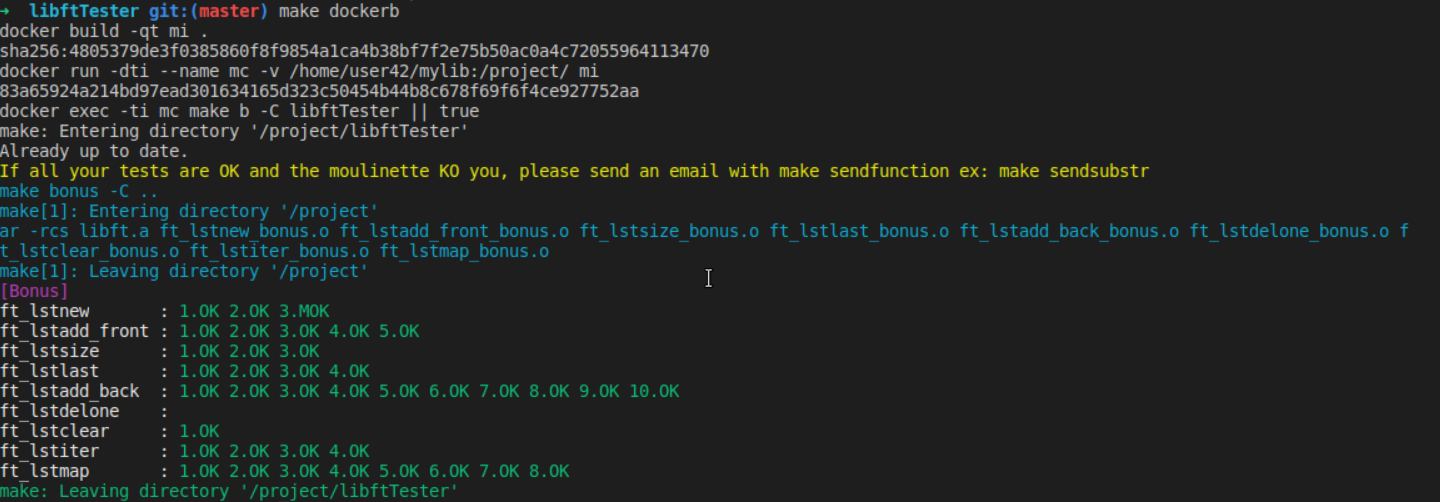 libftTester screenshot 4