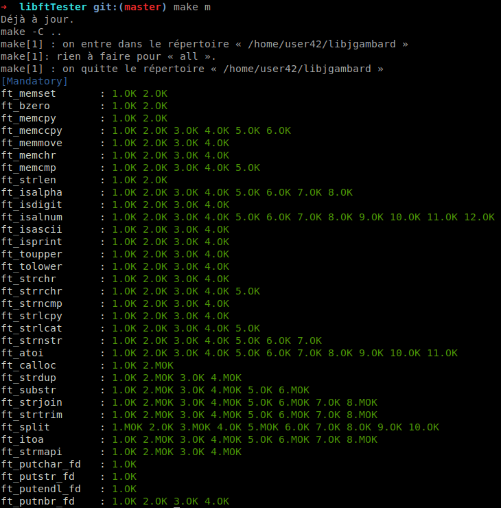 libftTester screenshot 2