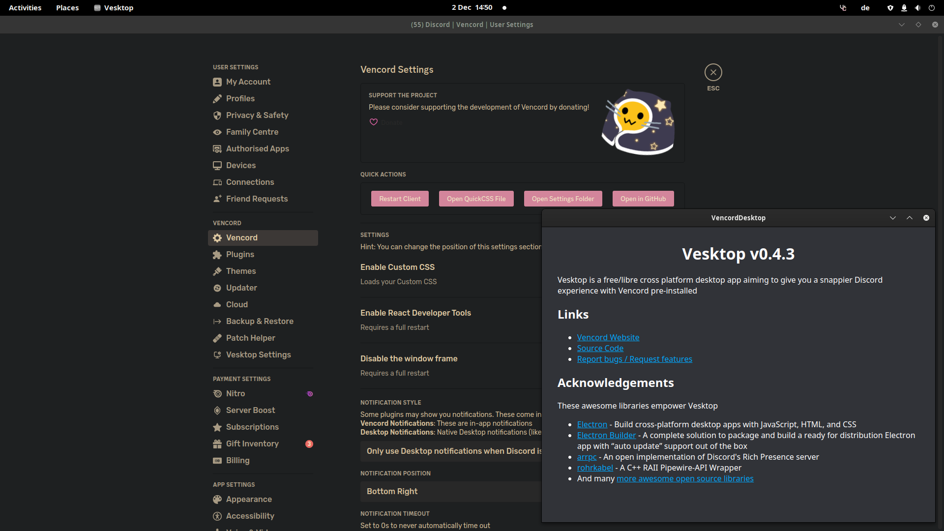 Vesktop screenshot 1