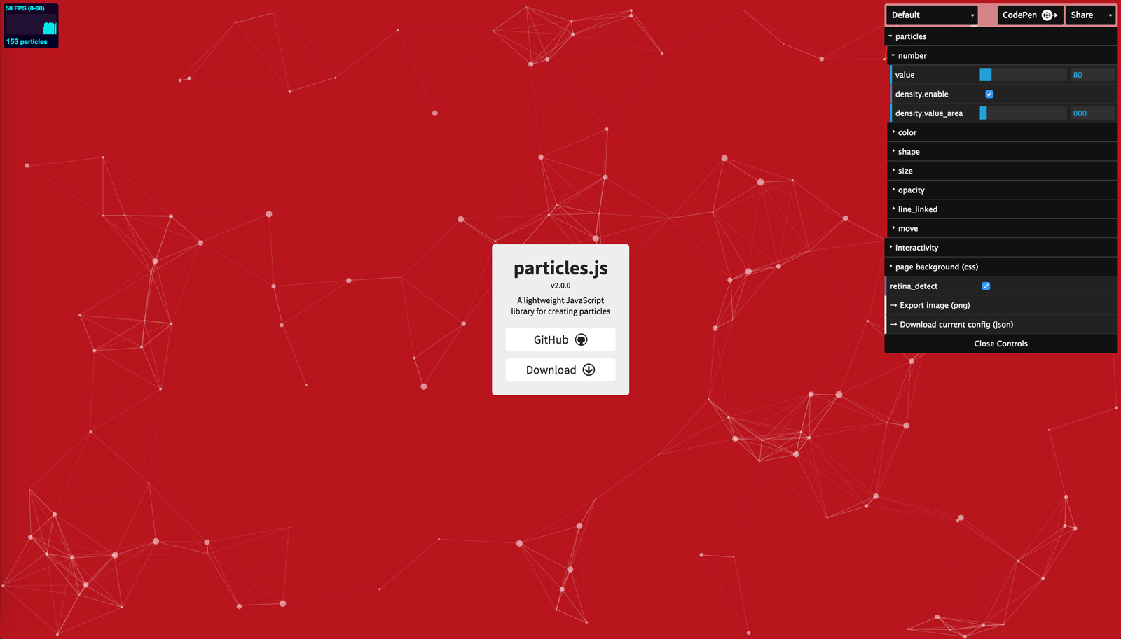 particles.js screenshot 1