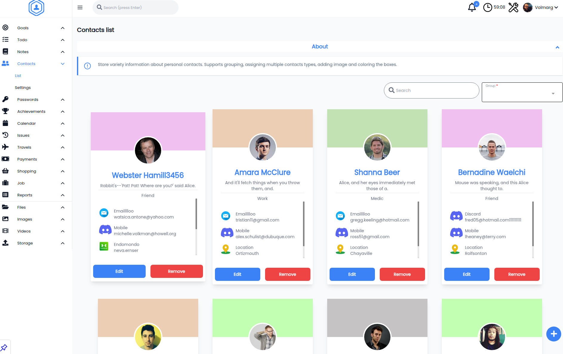 personal-management-system screenshot 2