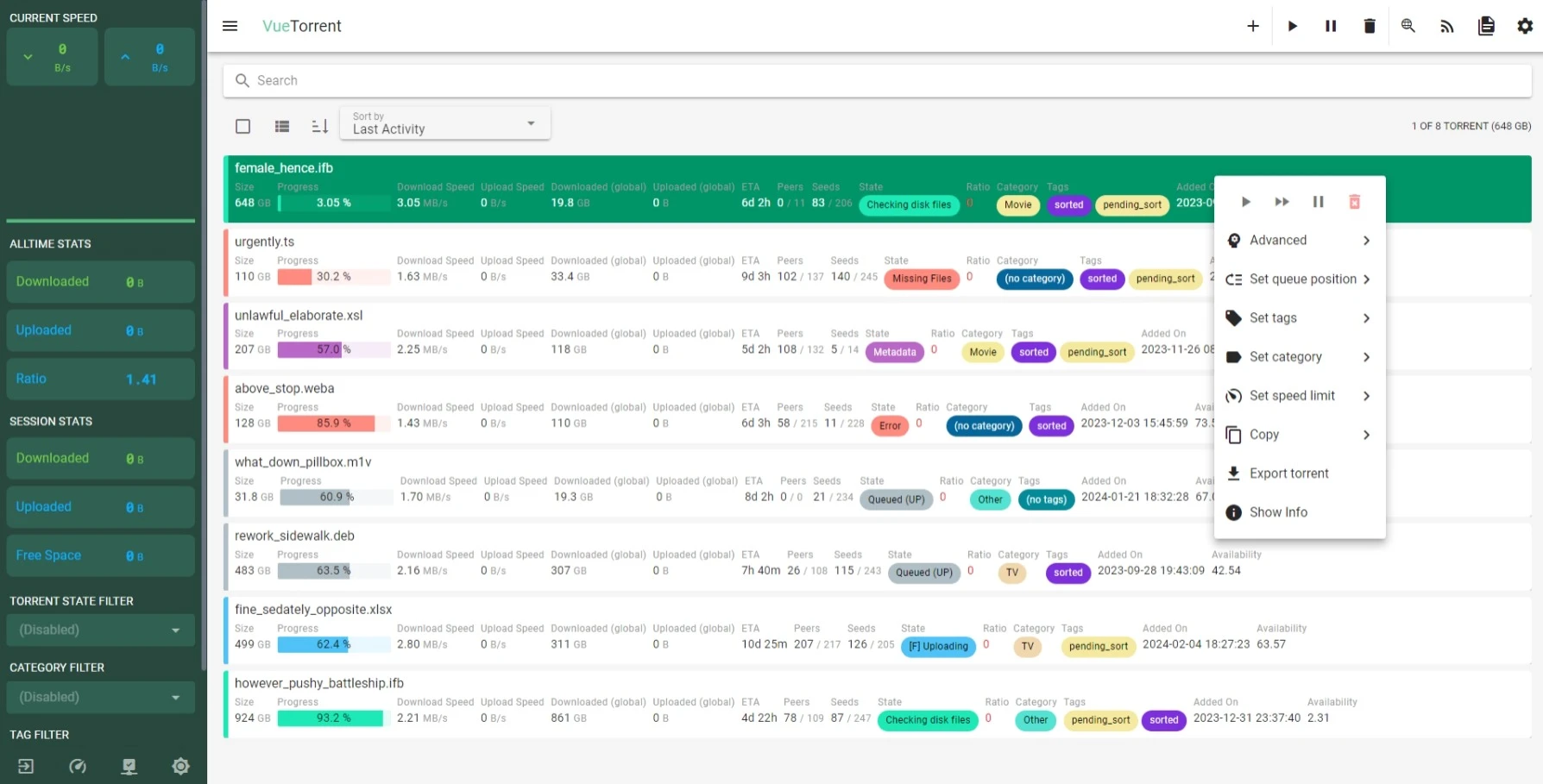 VueTorrent screenshot 1