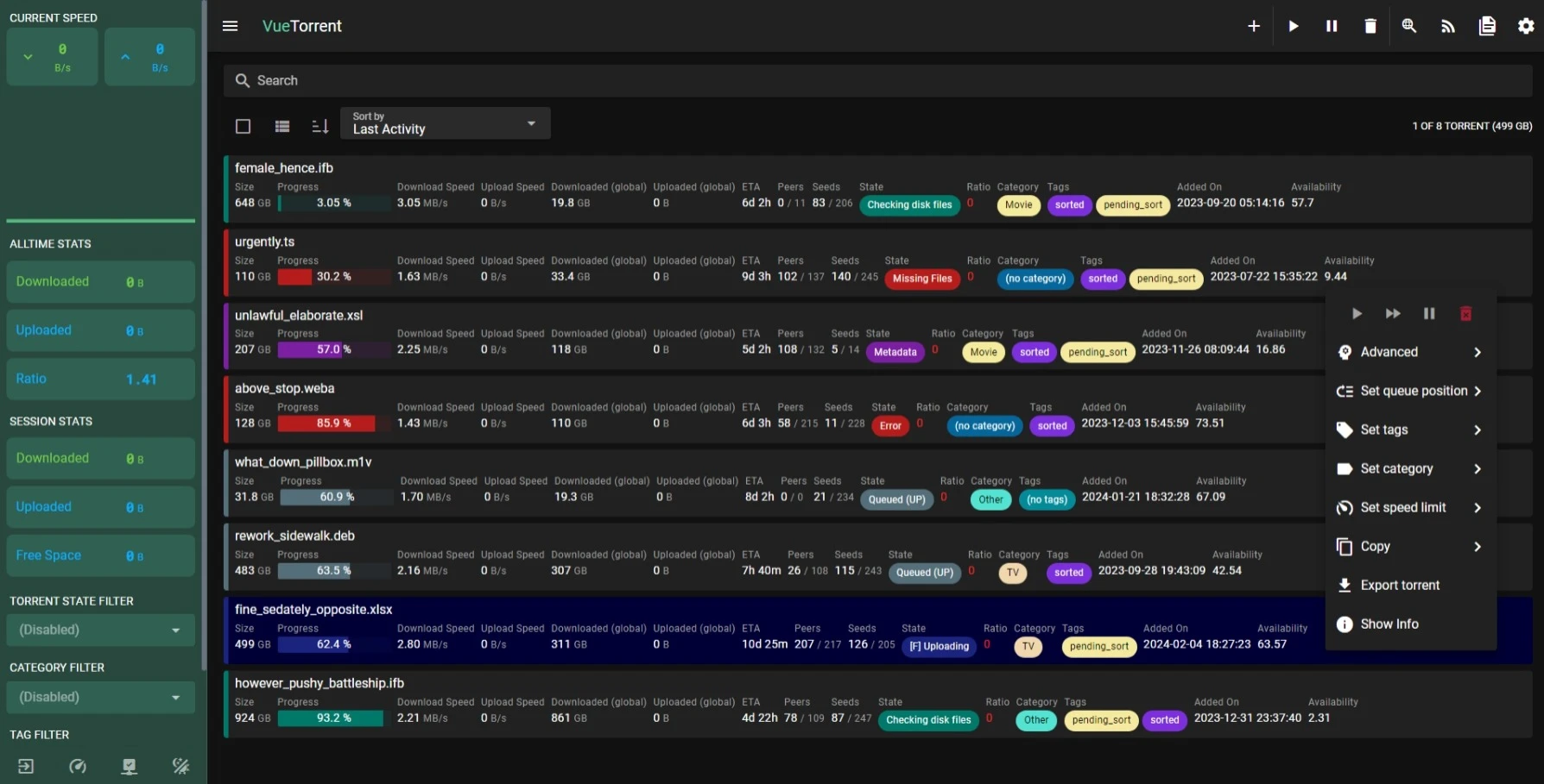 VueTorrent screenshot 2