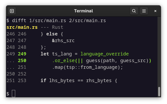 difftastic screenshot 1