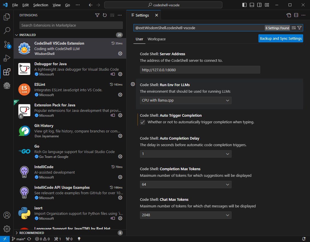 codeshell-vscode screenshot 1
