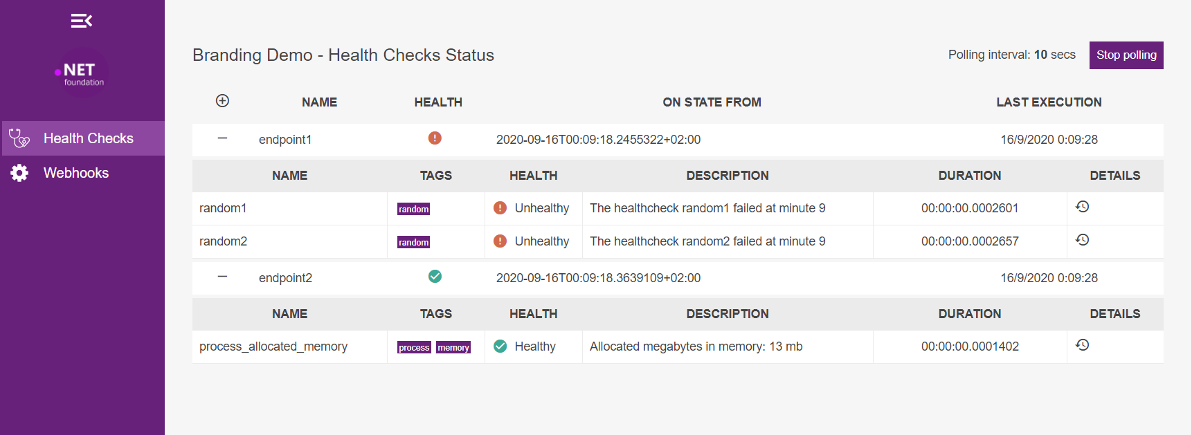 AspNetCore.Diagnostics.HealthChecks screenshot 3