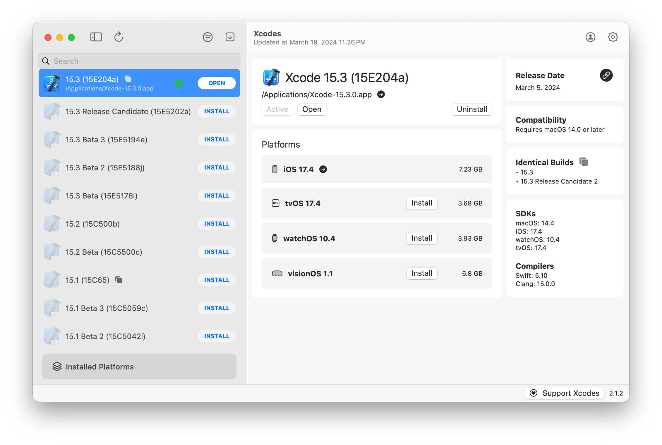 XcodesApp screenshot 1