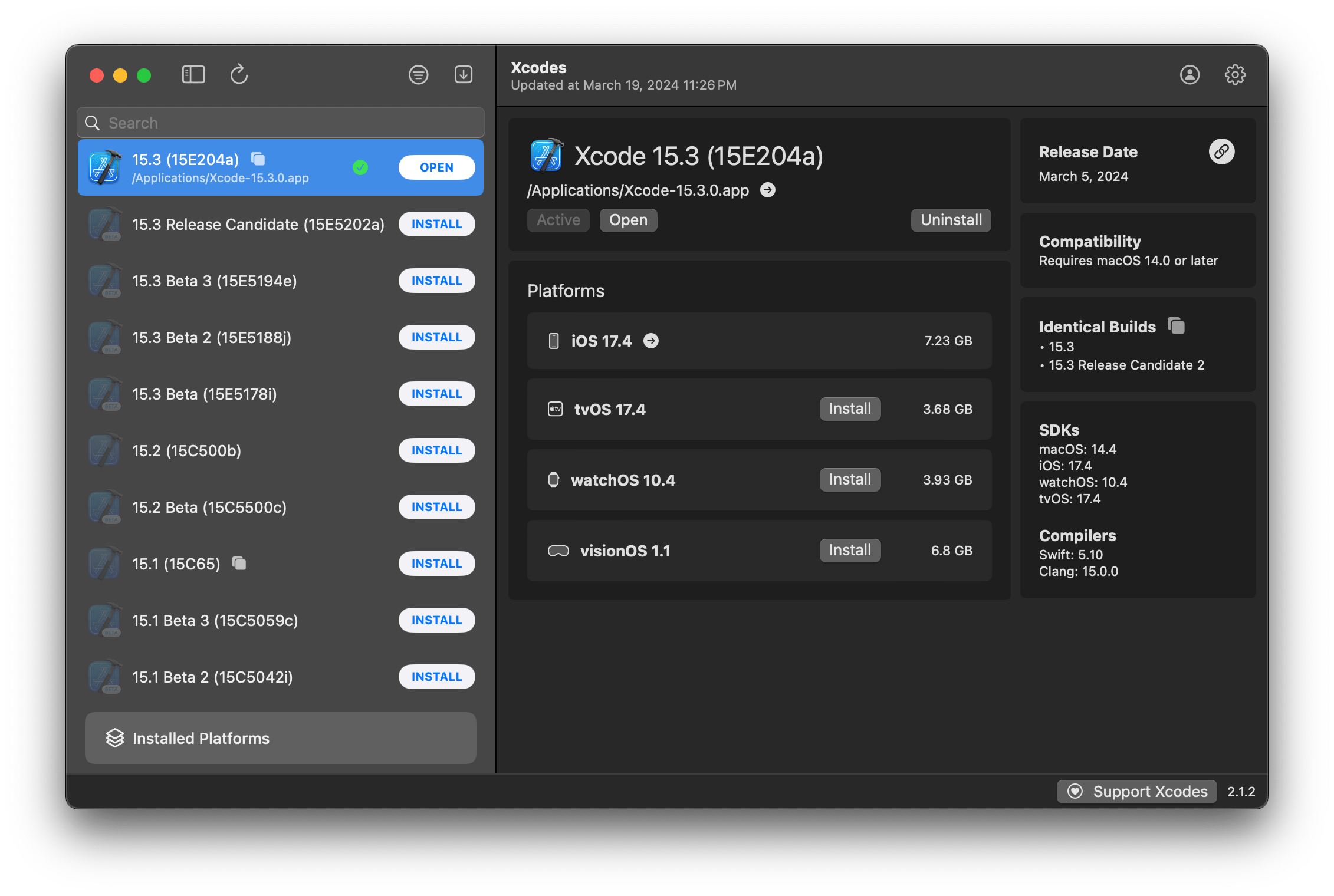 XcodesApp screenshot 2