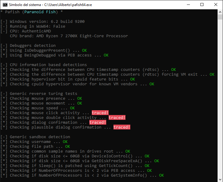 pafish screenshot 2