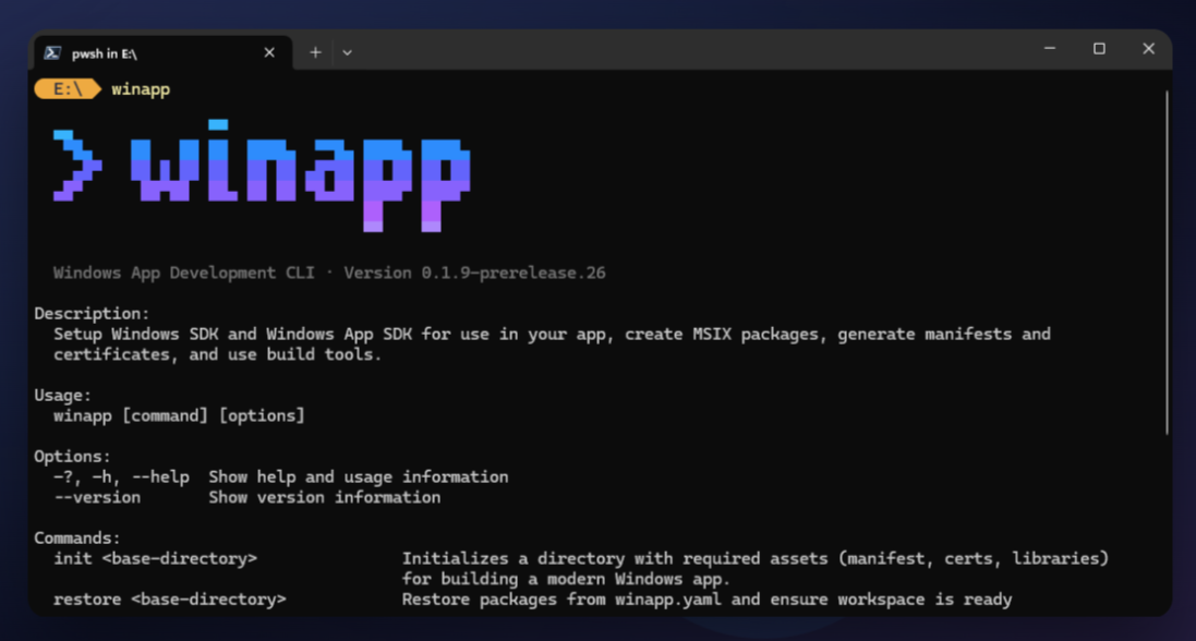 winappCli screenshot 1