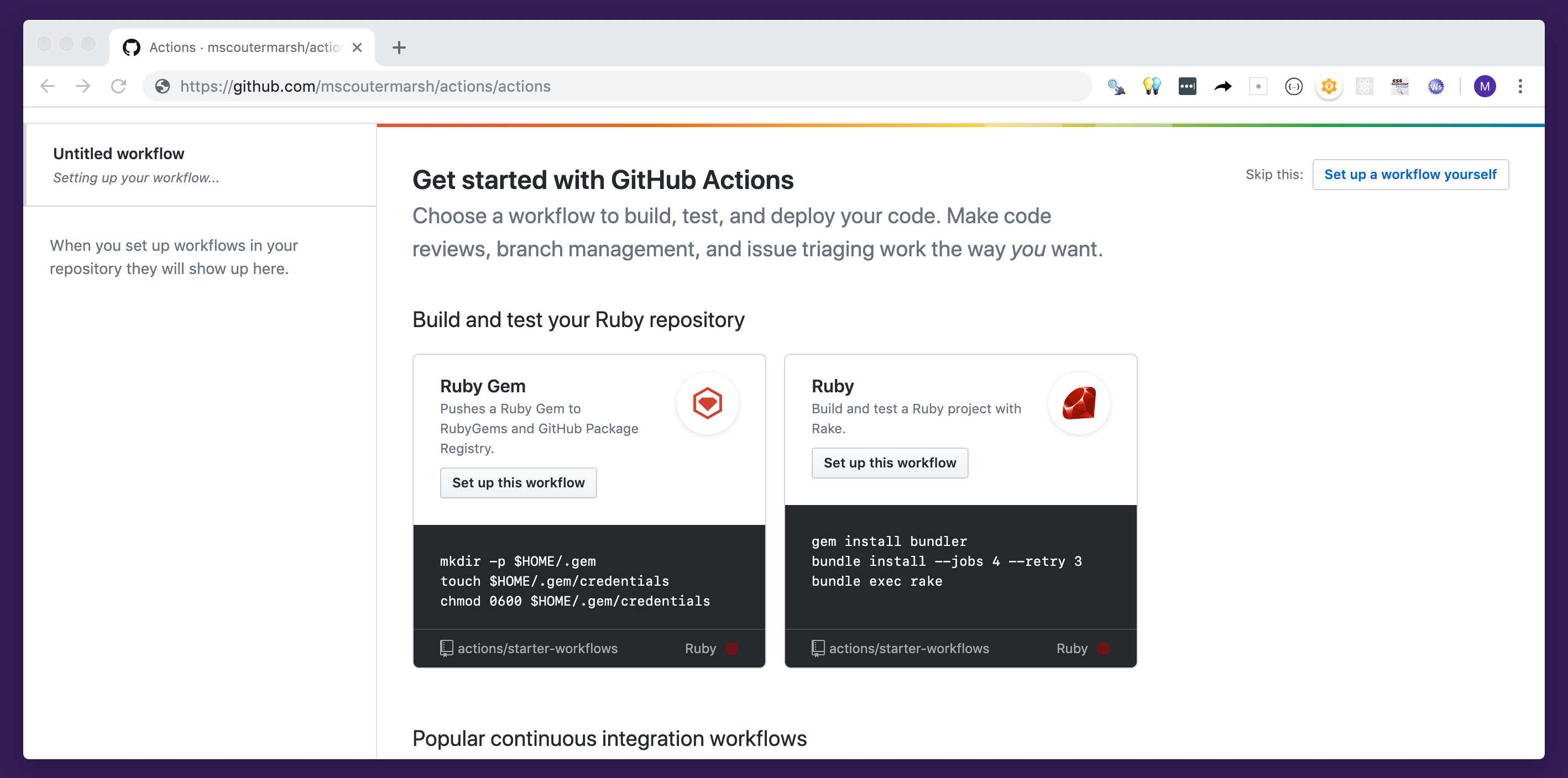 starter-workflows screenshot 1
