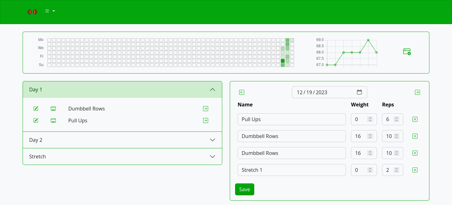 ExerciseDiary screenshot 1