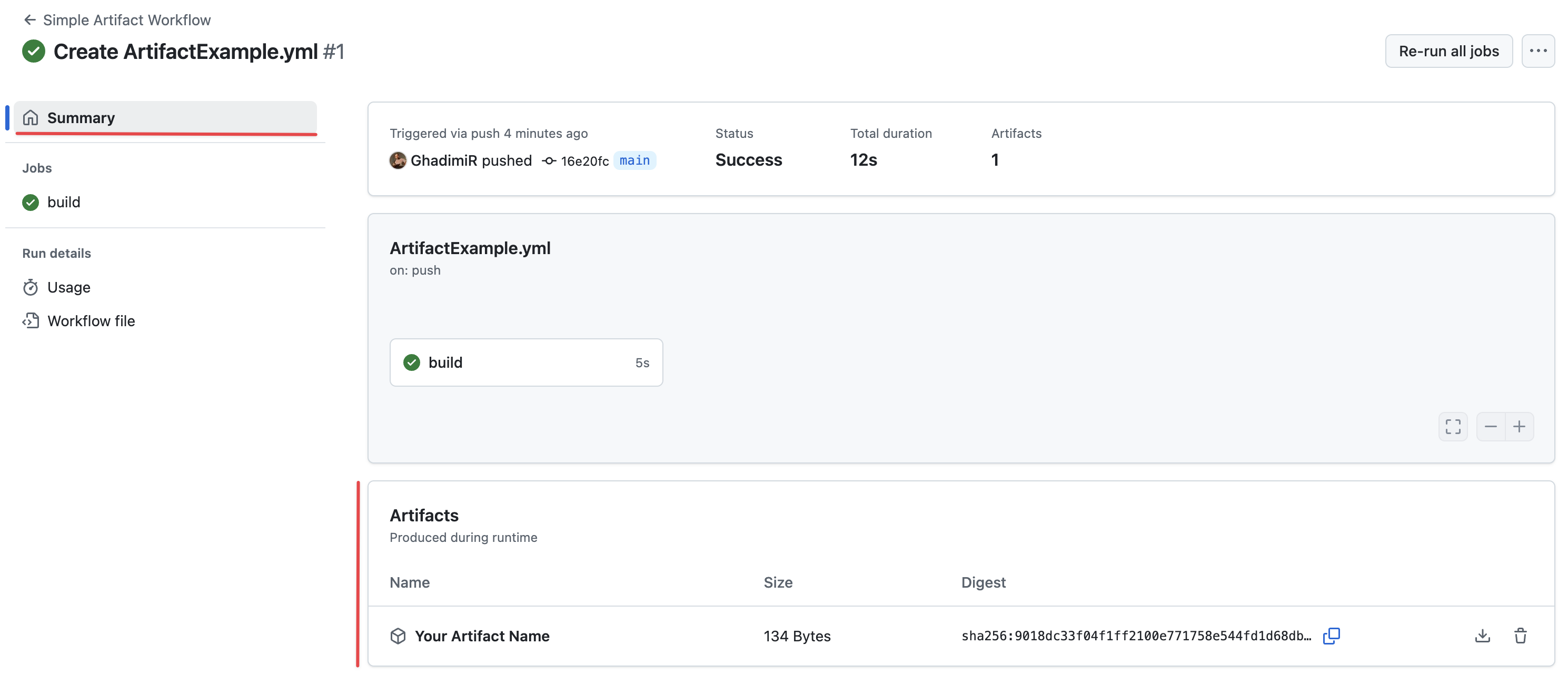 upload-artifact screenshot 1