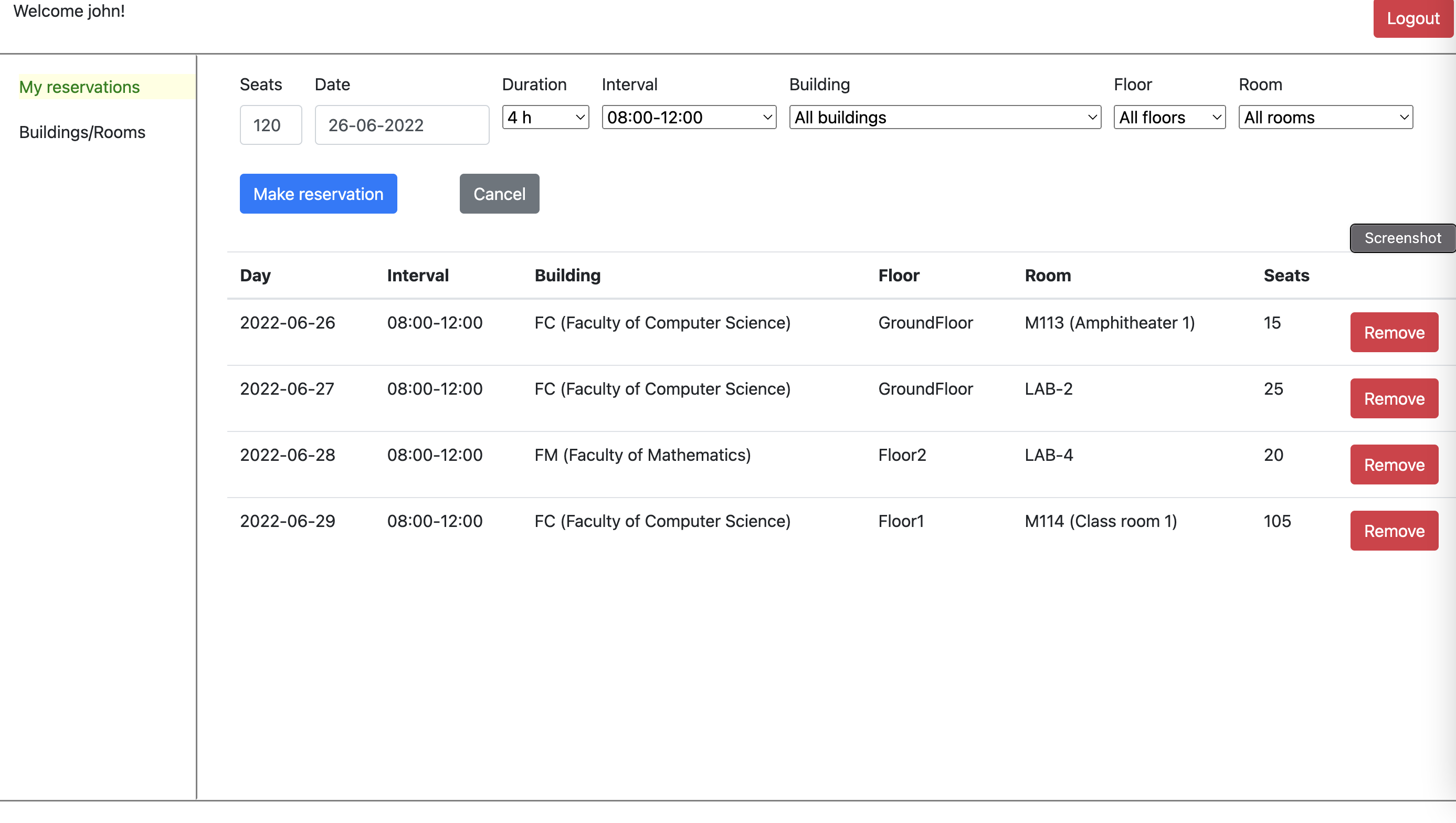 reservation-booker screenshot 1