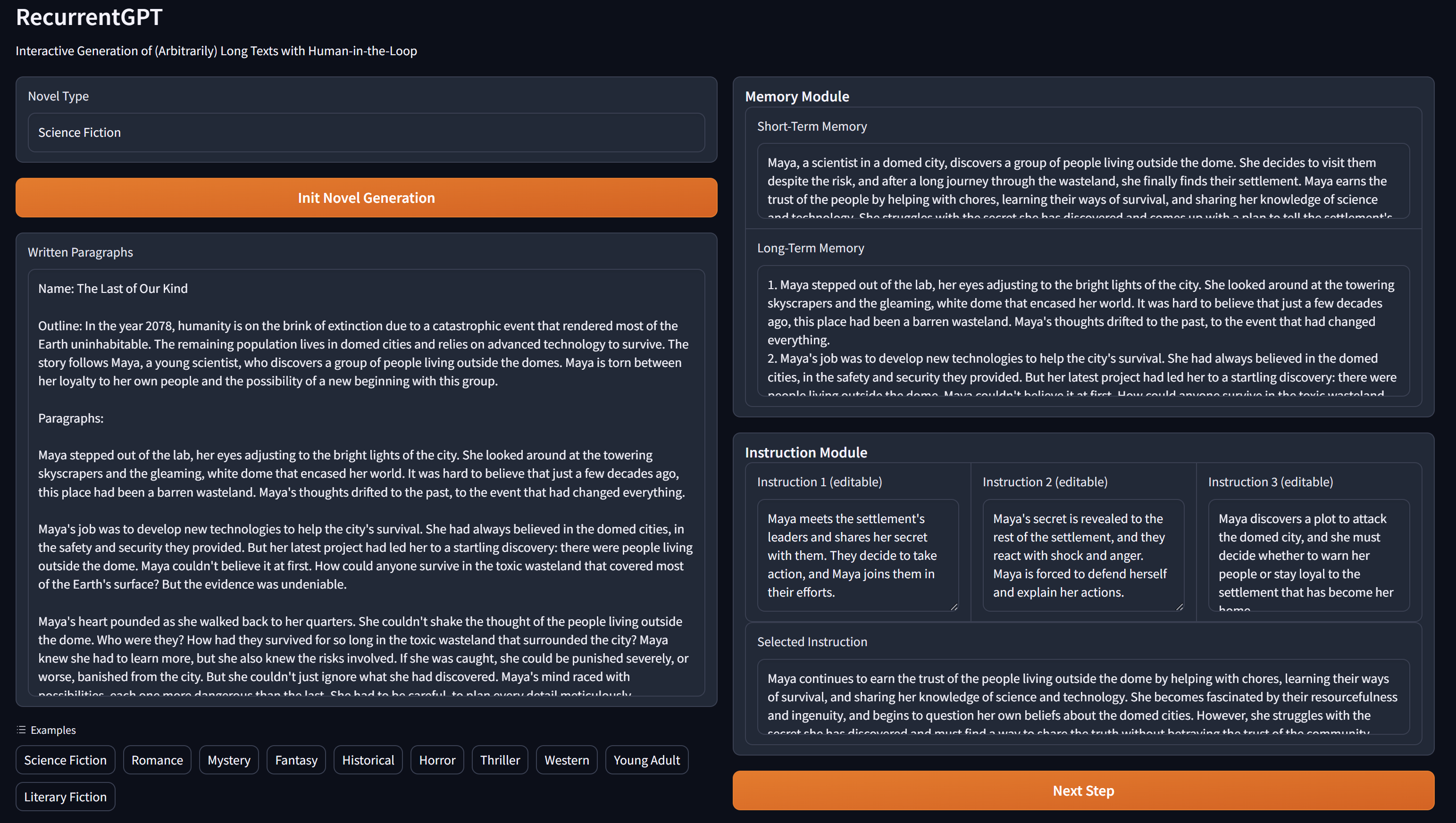 RecurrentGPT screenshot 5