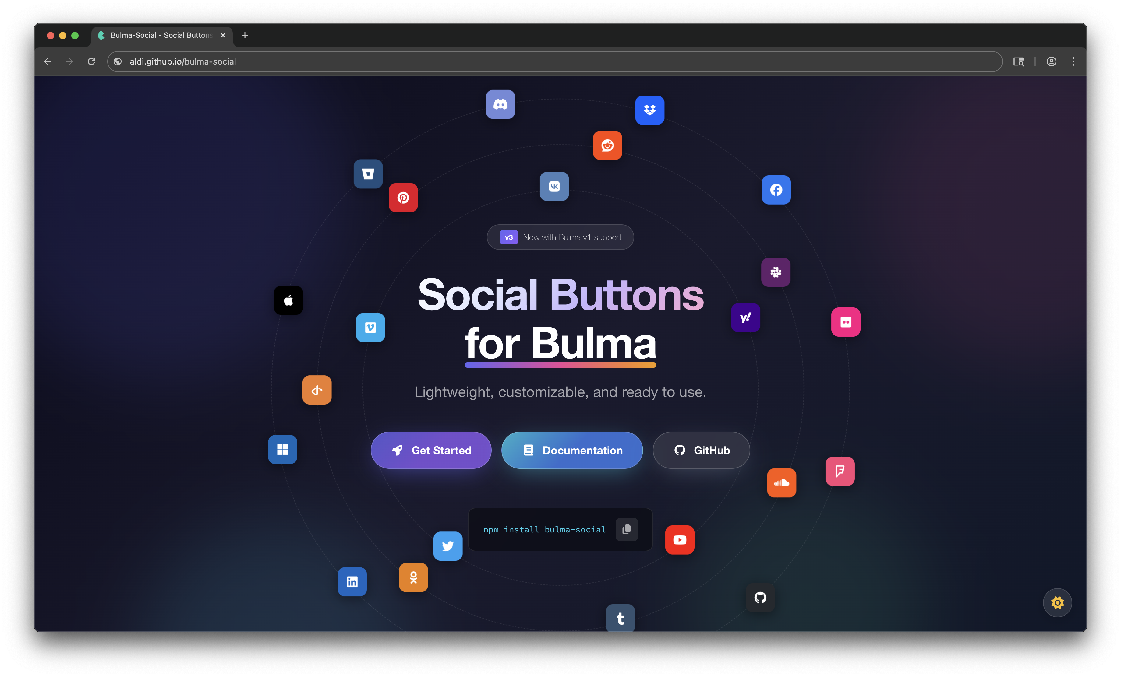 bulma-social screenshot 1