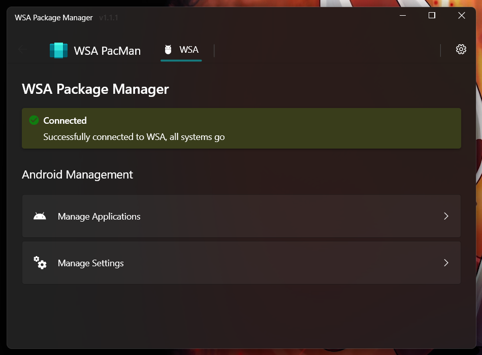 wsa_pacman screenshot 5