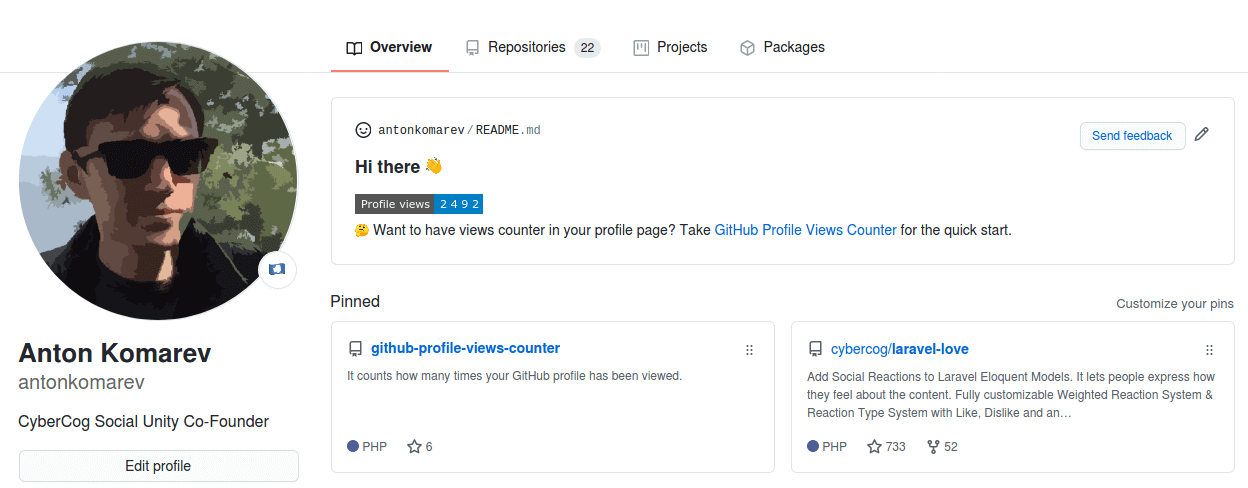github-profile-views-counter screenshot 2