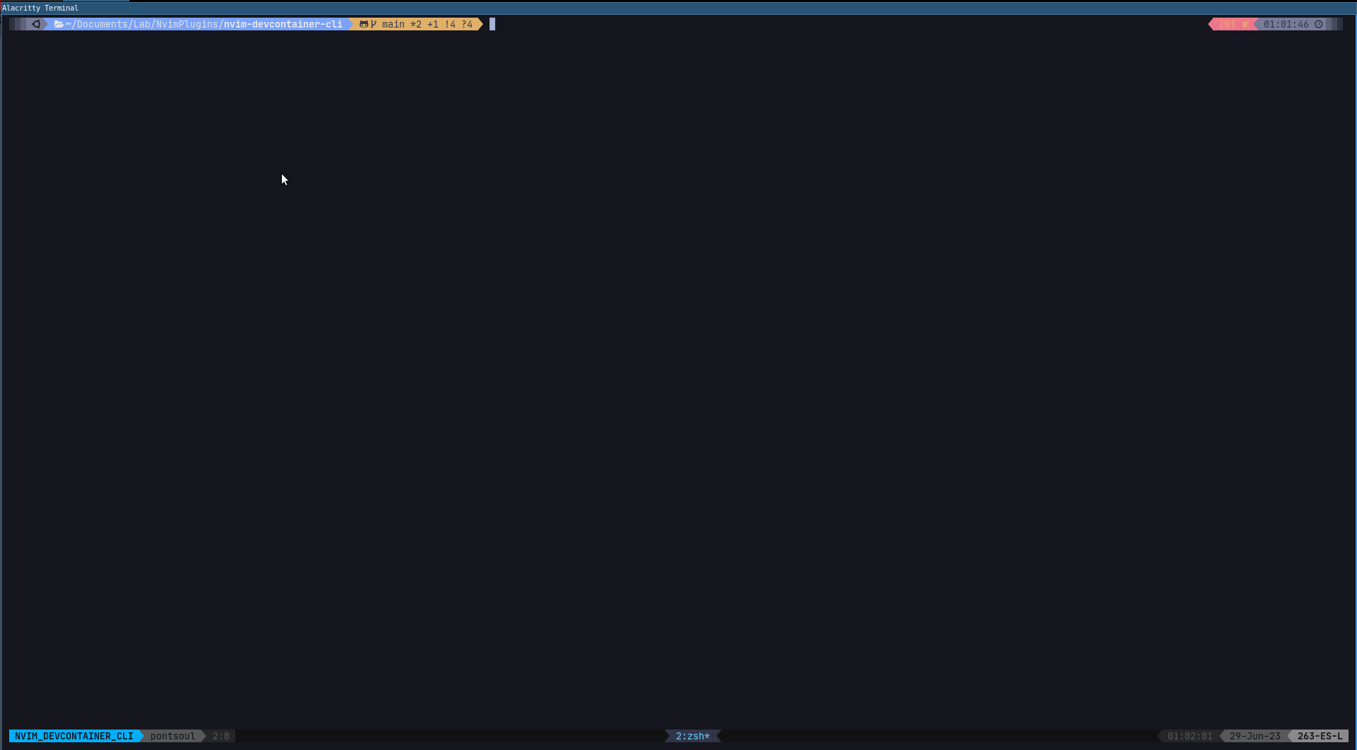 nvim-devcontainer-cli screenshot 1