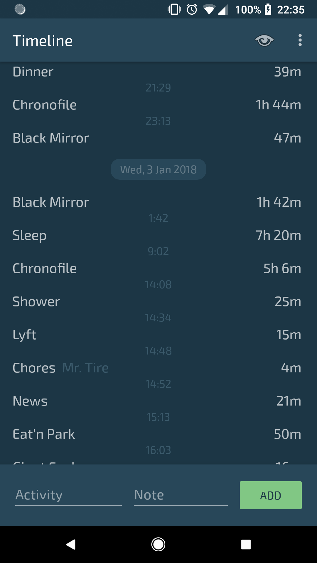 chronofile screenshot 2