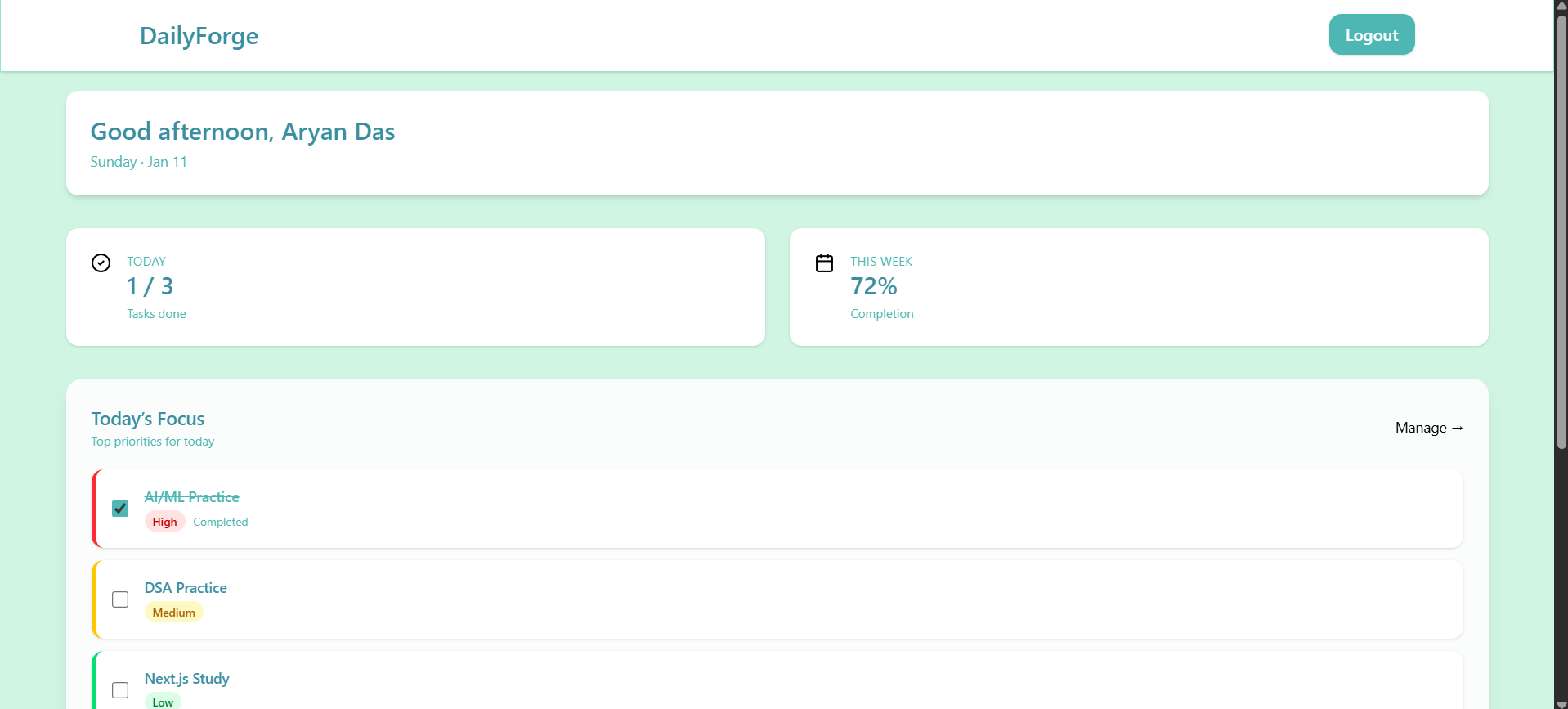 DailyForge screenshot 2
