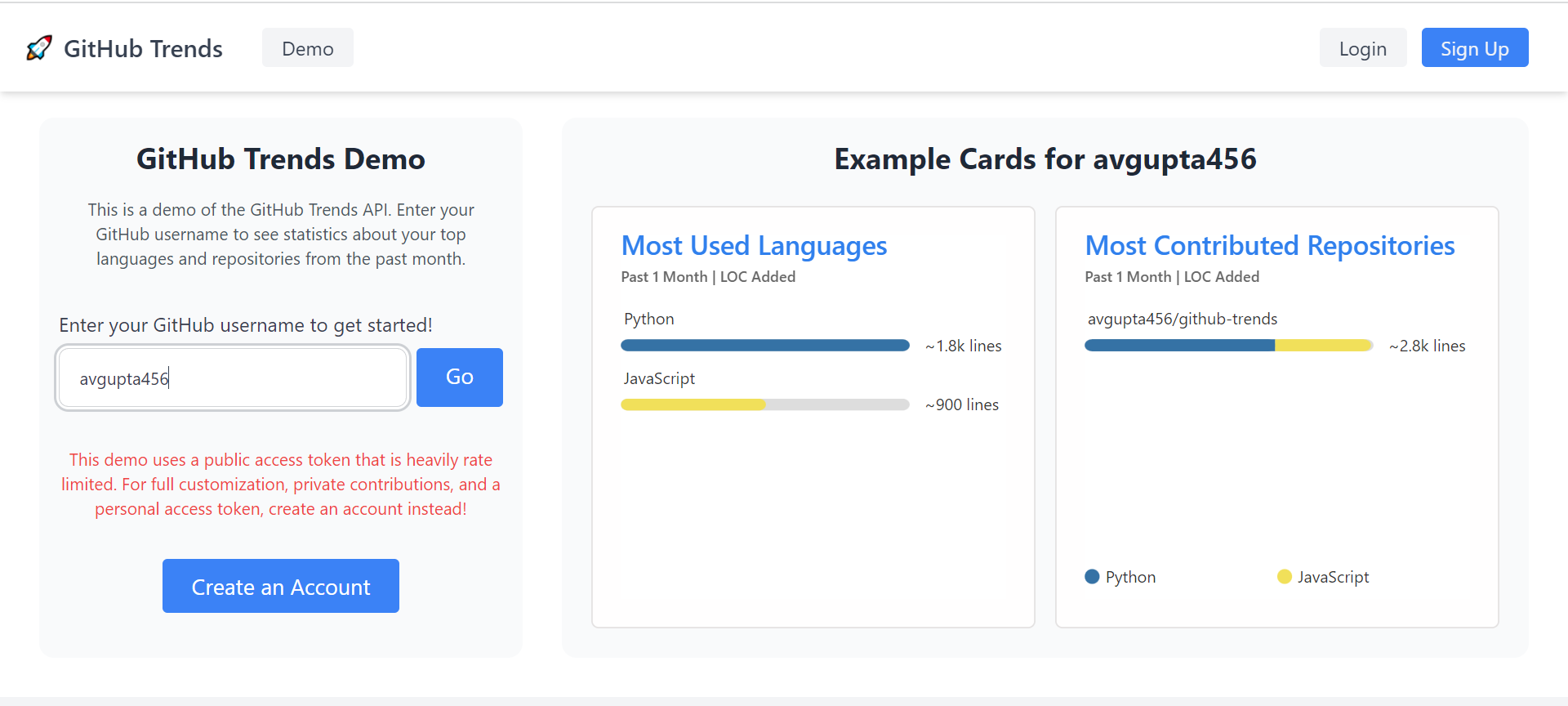 github-trends screenshot 2