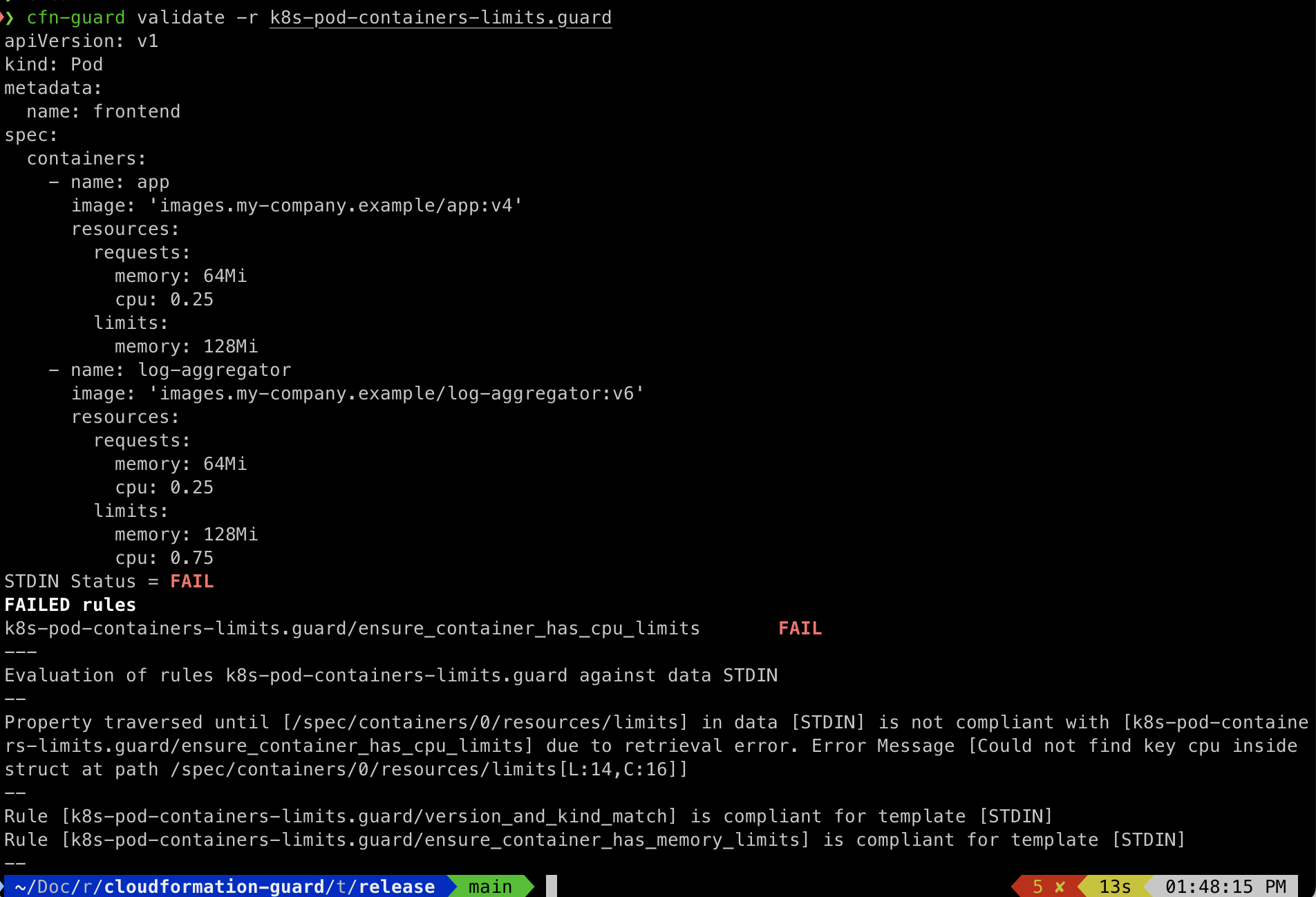 cloudformation-guard screenshot 2