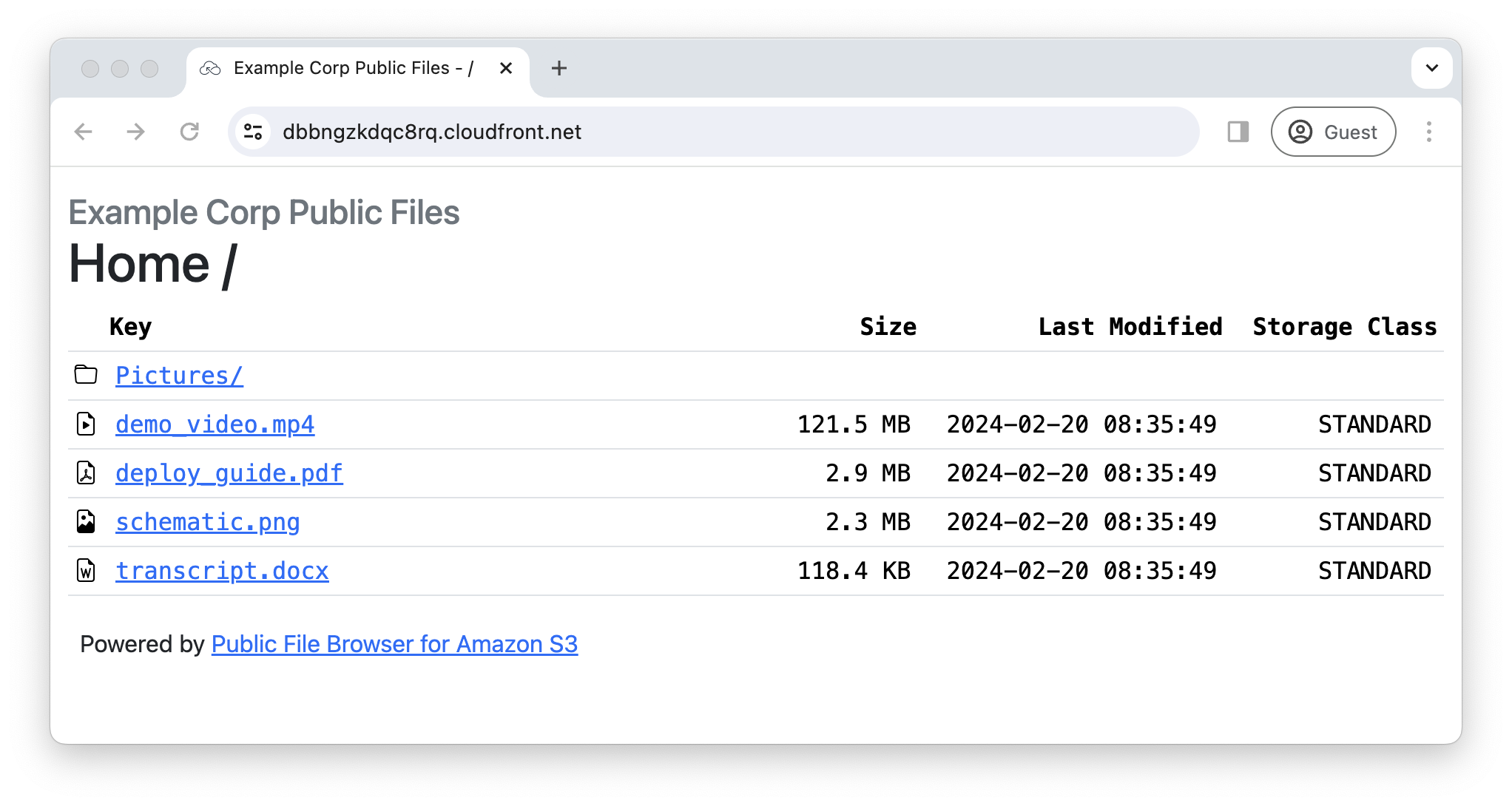public-file-browser-for-amazon-s3 screenshot 1