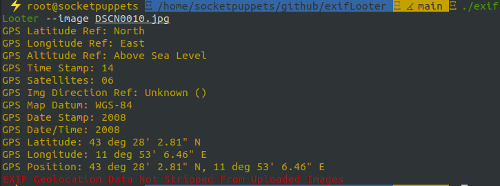 exifLooter screenshot 2