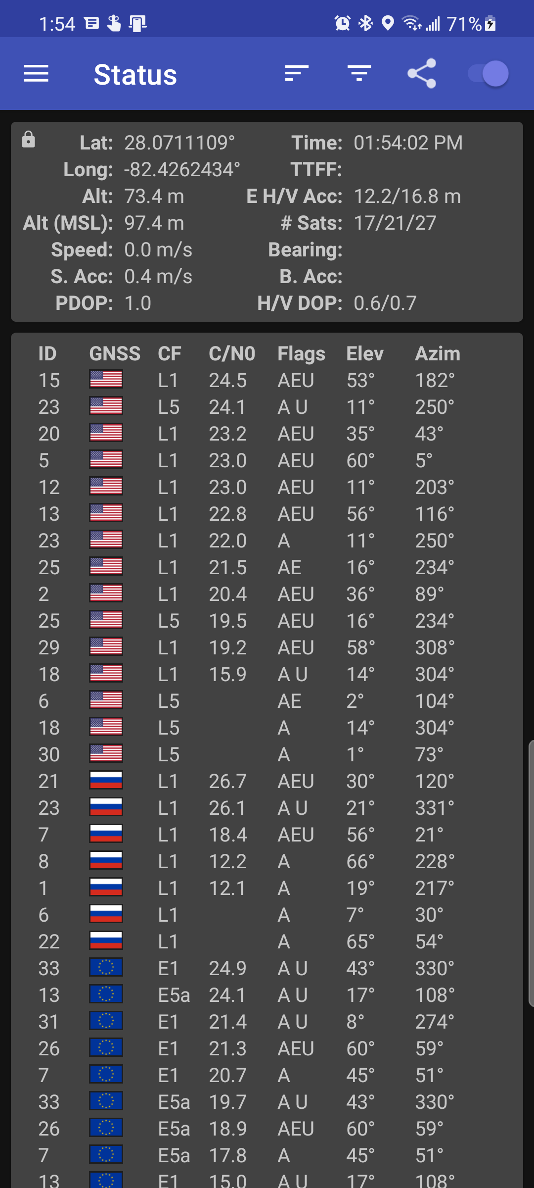 gpstest screenshot 2