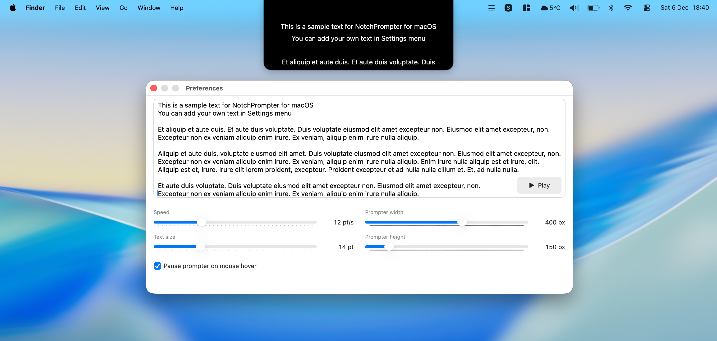 NotchPrompter screenshot 2